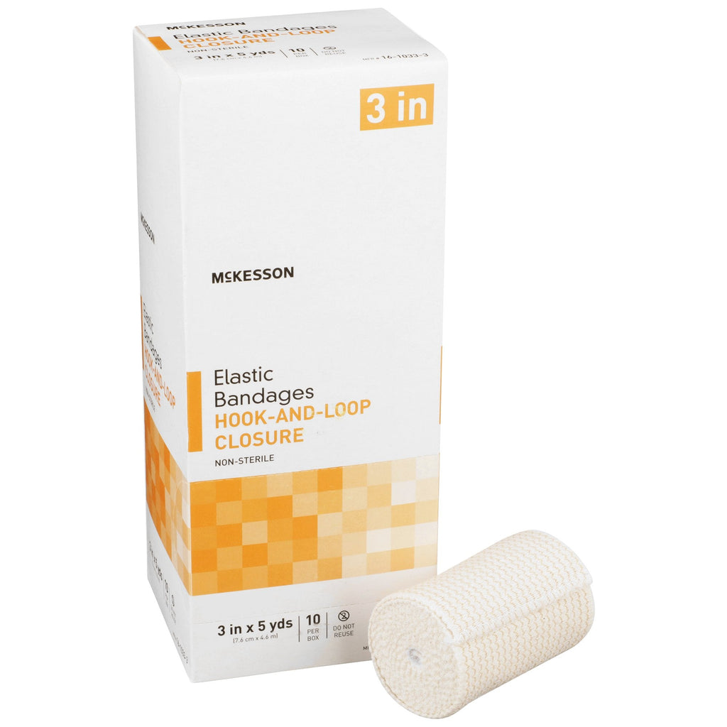 McKesson Hook and Loop Closure Elastic Bandage, 3 Inch x 5 Yard 16-1033-3