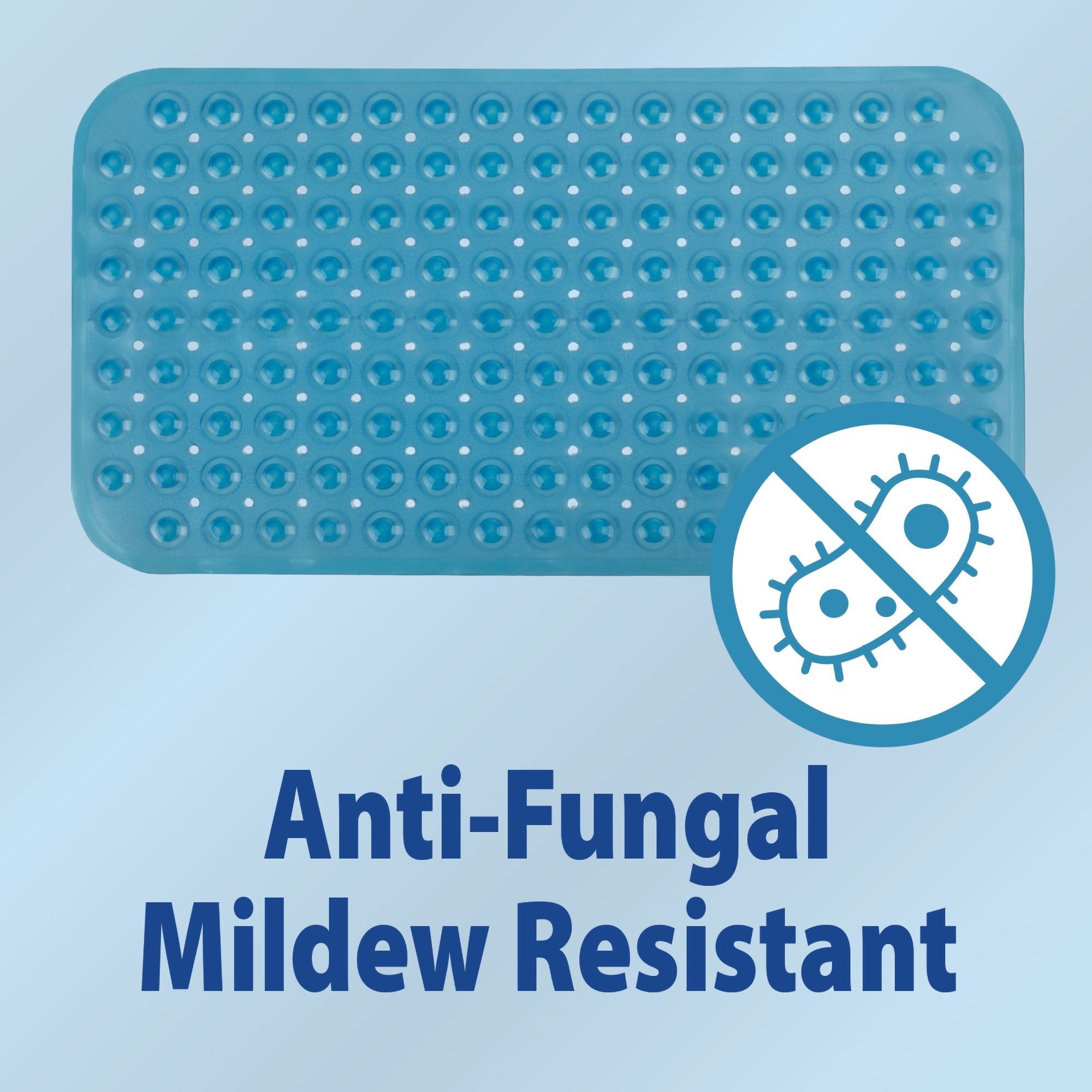 Theracare Bathtub Mat, Antifungal, Blue, 15 x 27 Inch 19-110