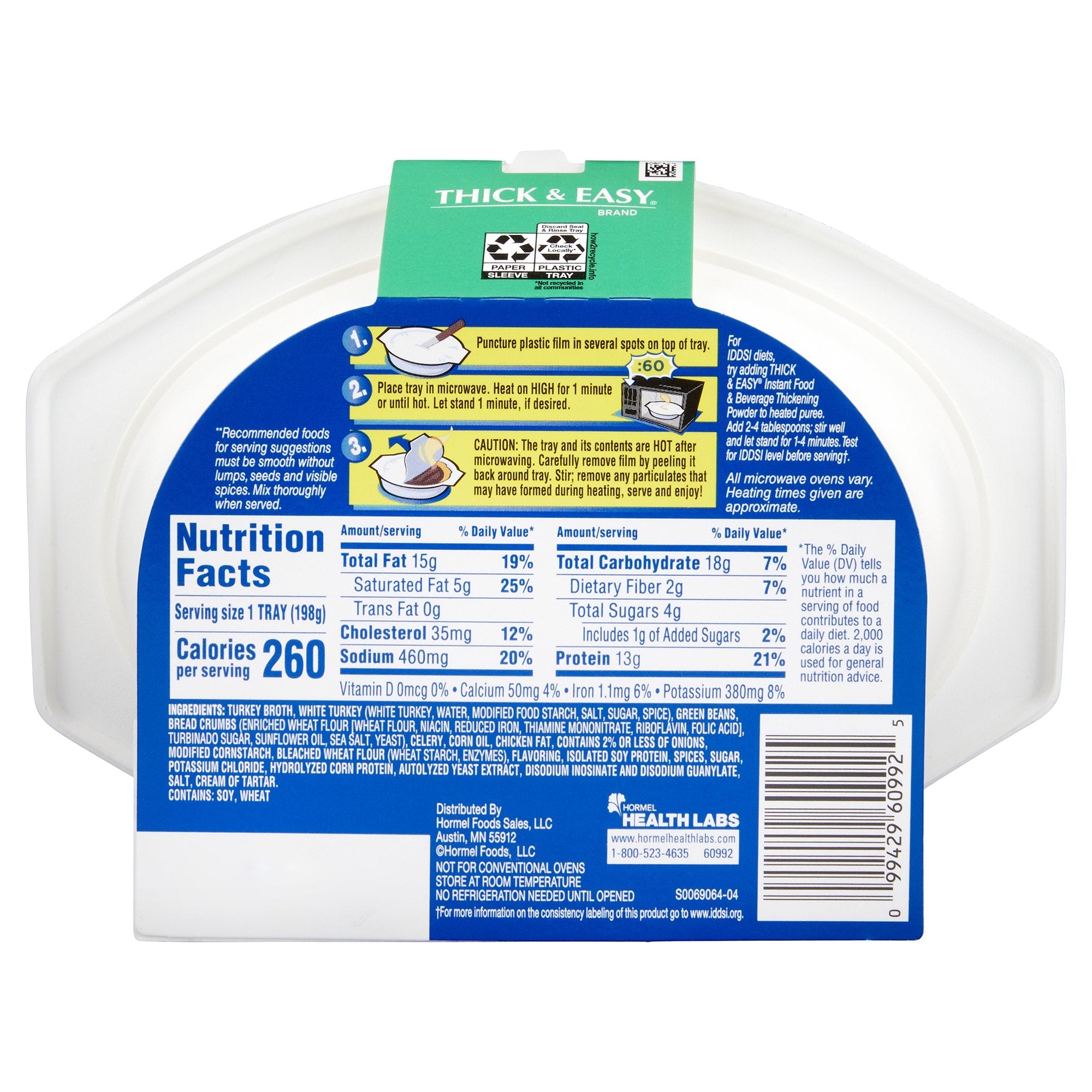 Thick & Easy® Purées Turkey with Stuffing and Green Beans Purée Thickened Food 160749