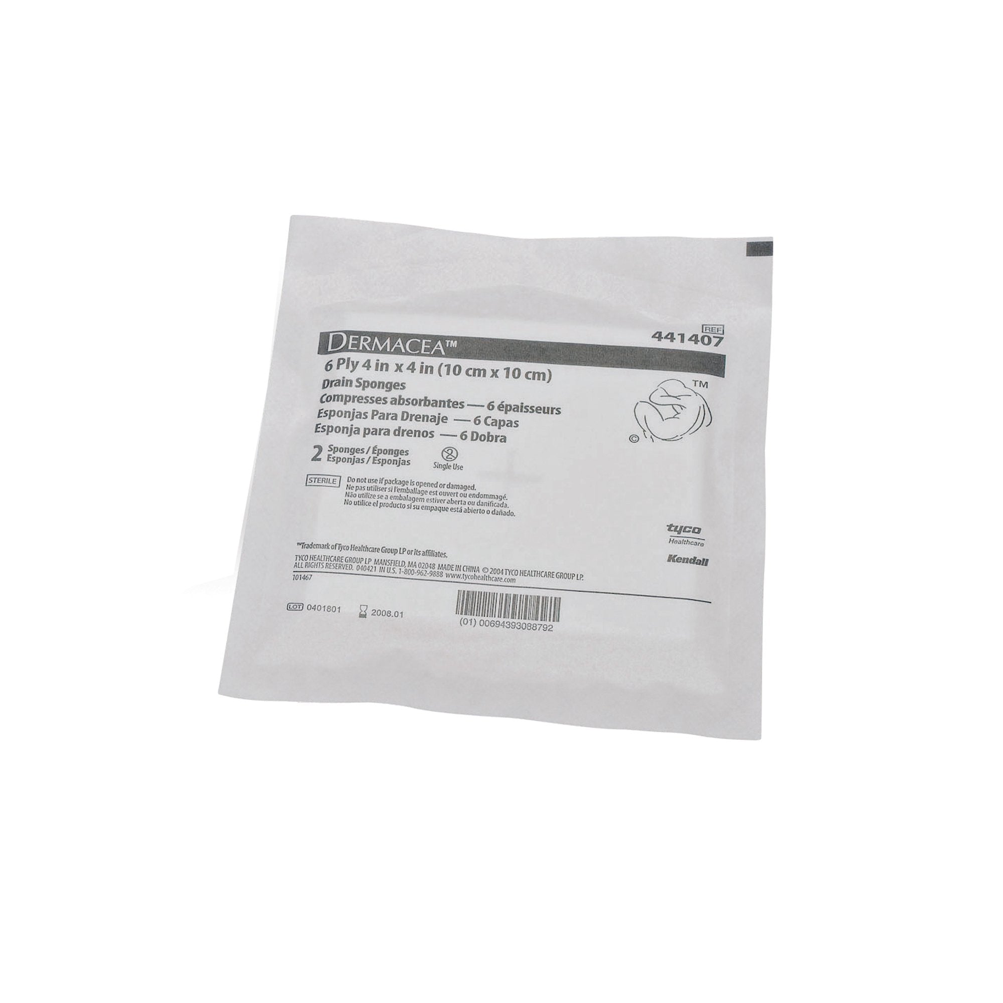 Dermacea™ Drain Sponge, 4 x 4 Inch, 6-Ply 441407