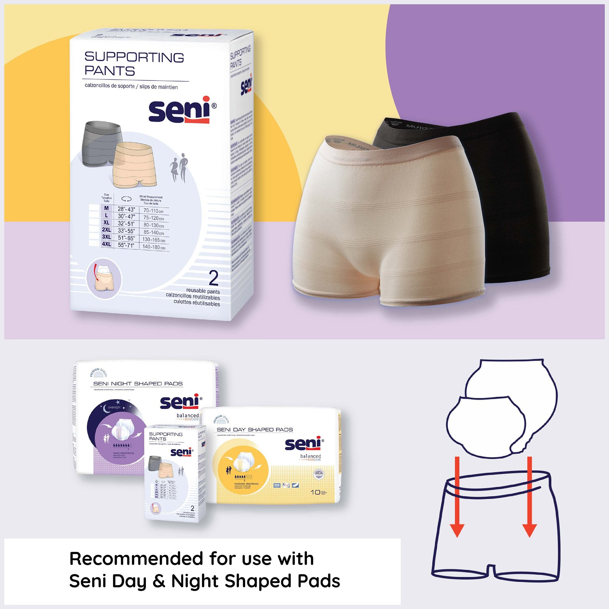 Seni® Pull On Boxer Style Knit Pant, Medium, Unisex S-MA02-US1