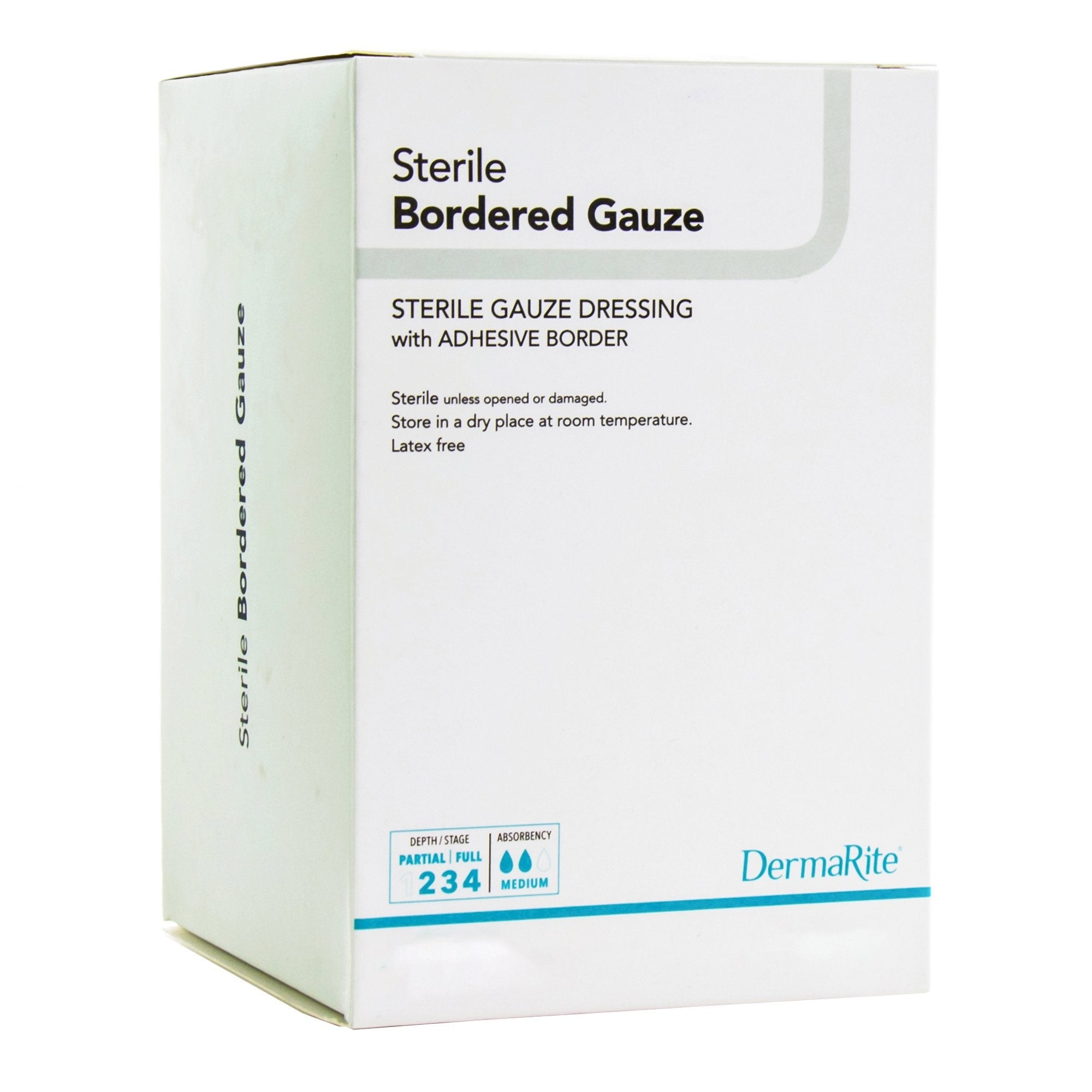 DermaRite® Gauze Adhesive Dressing, White, Sterile, 4 X 8 inch 11480