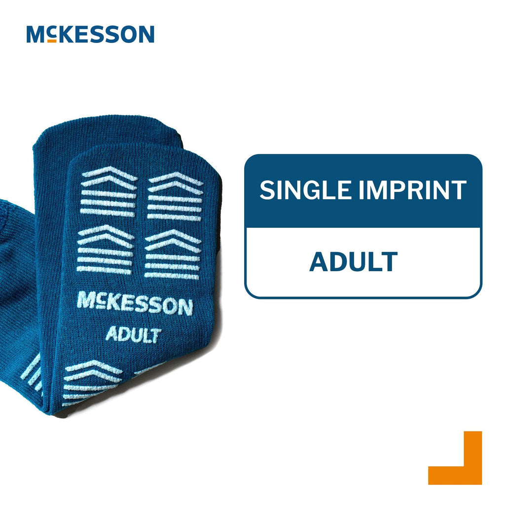 Slipper Socks McKesson Unisex Adult Large Single Tread Single Patient Use Teal 16-A-SCE1