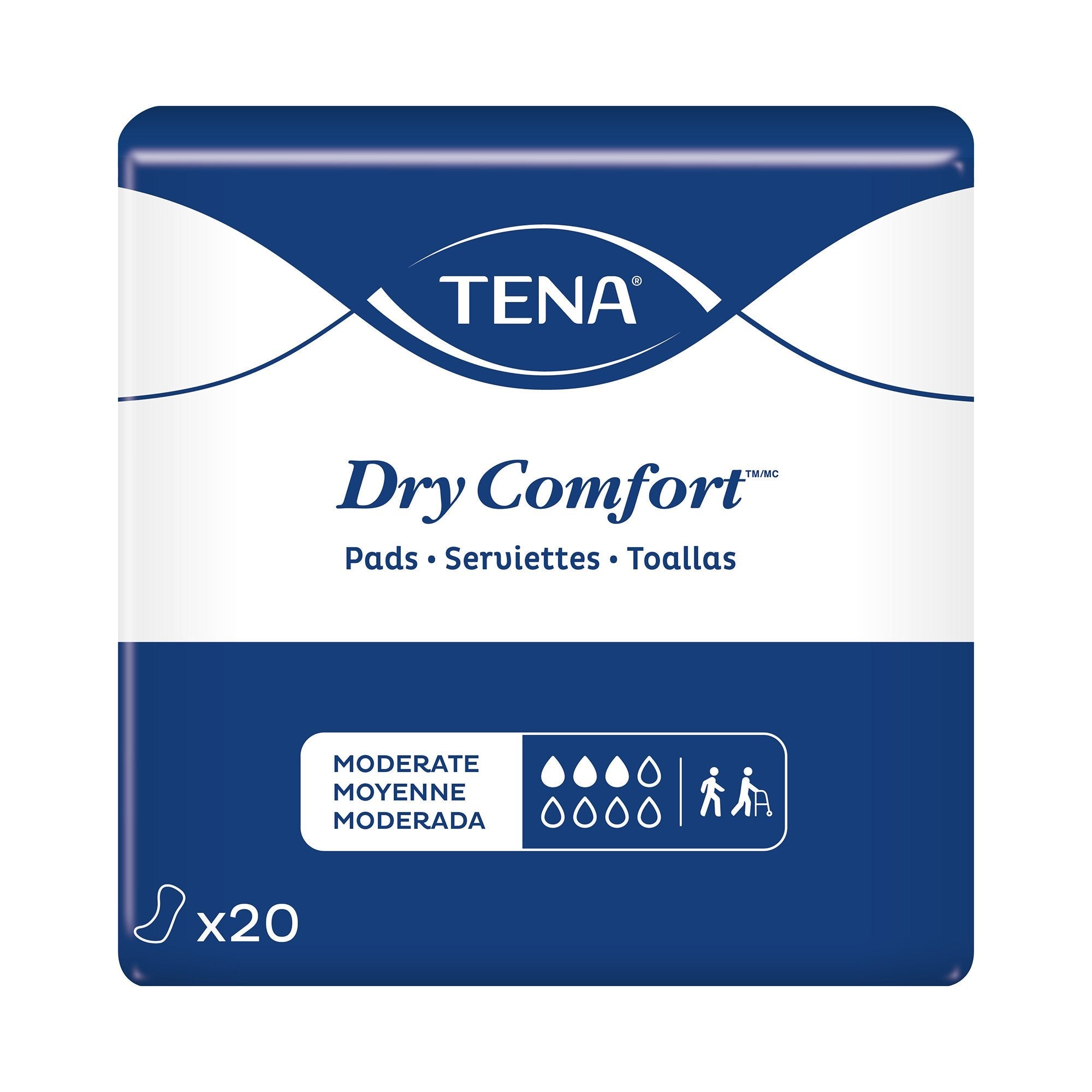 Bladder Control Pad TENA® Dry Comfort™ 11 Inch Length Moderate Absorbency Super Absorbent Core One Size Fits Most 57181