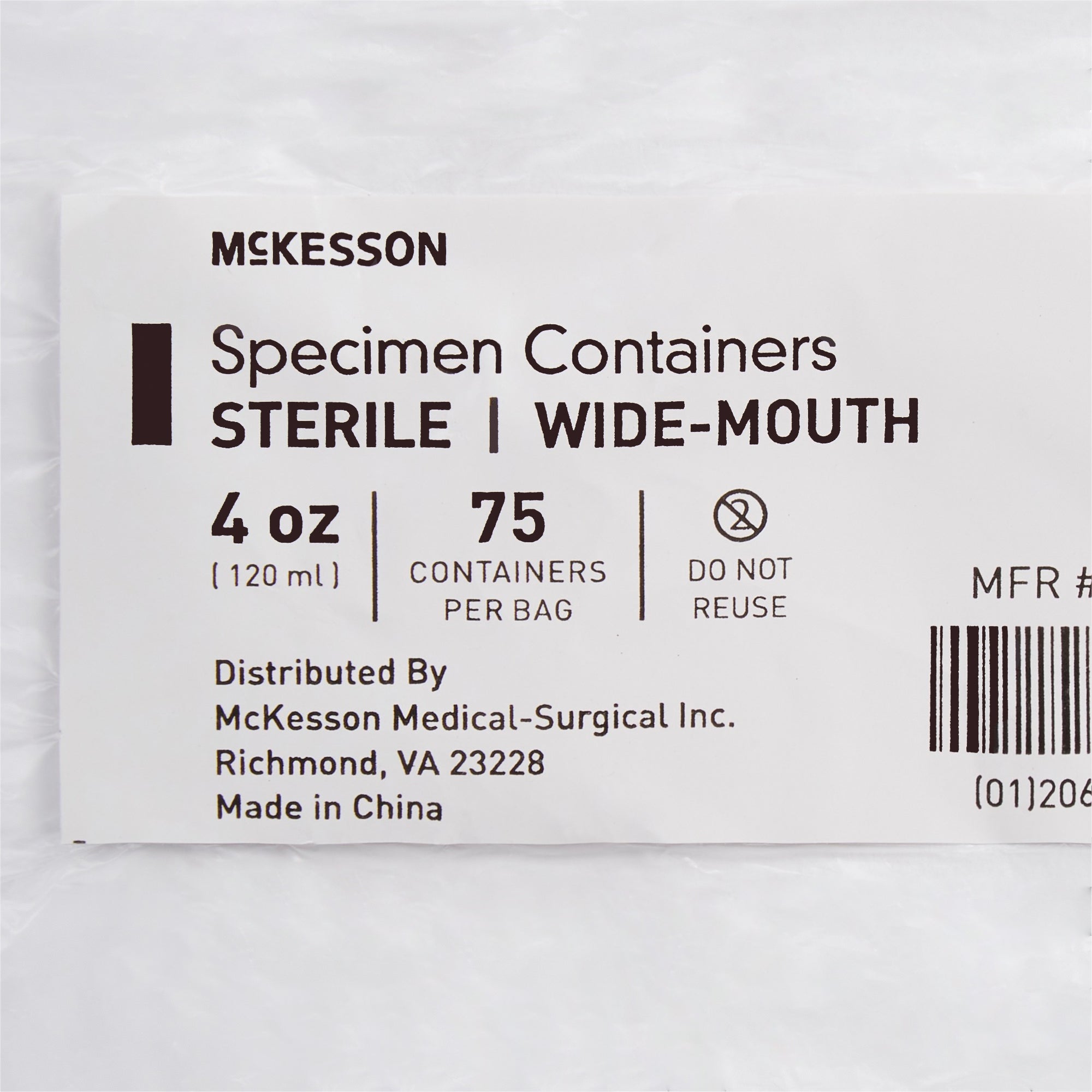 McKesson Specimen Container for Pneumatic Tube Systems, 120 mL 16-9542