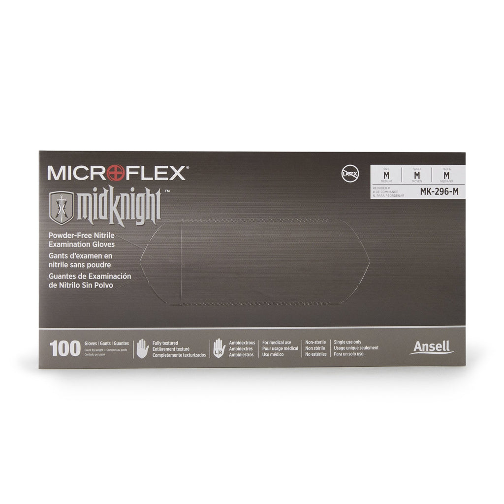 Microflex® Midknight™ Nitrile Exam Glove, Medium, Black MK-296-M