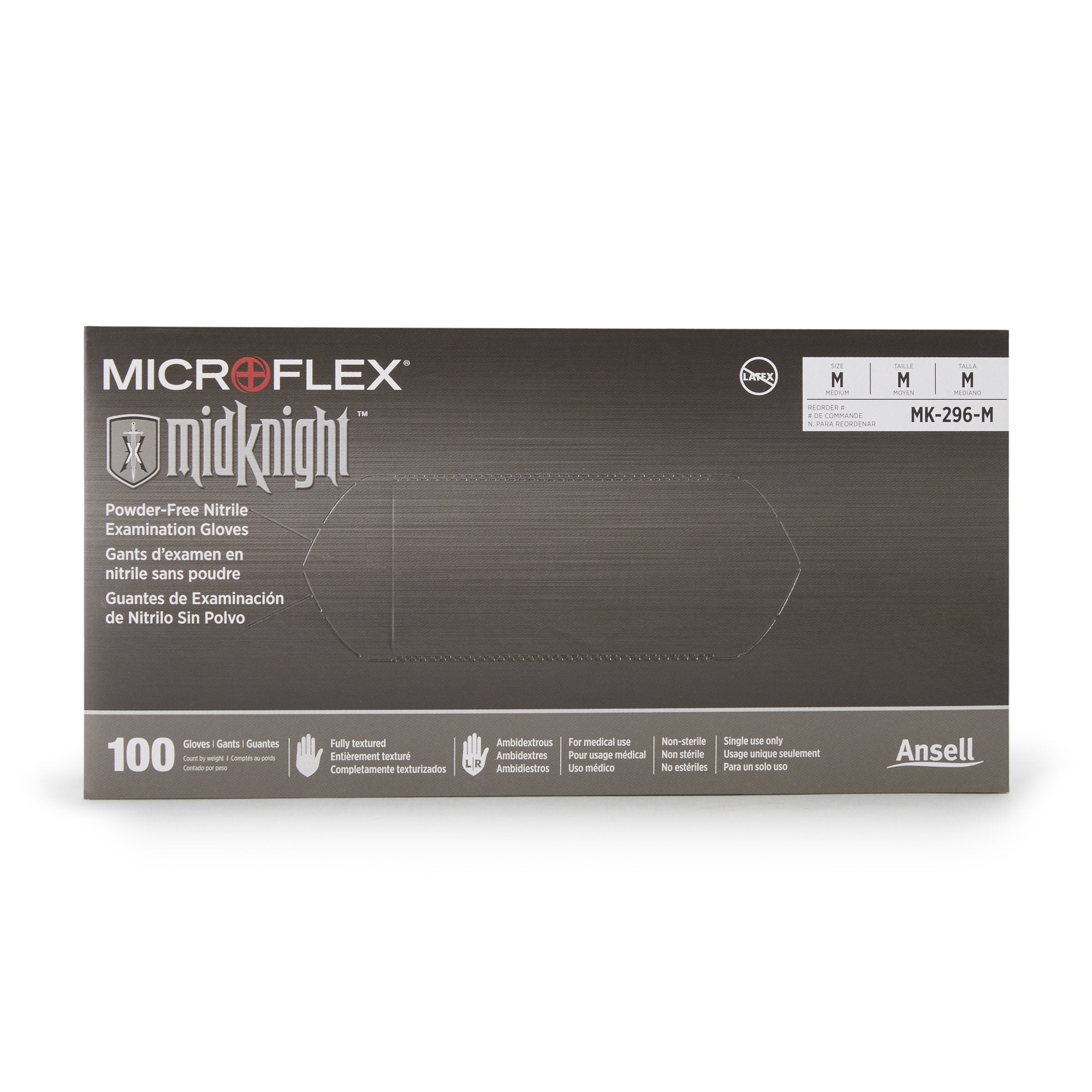 Microflex® Midknight™ Nitrile Exam Glove, Medium, Black MK-296-M