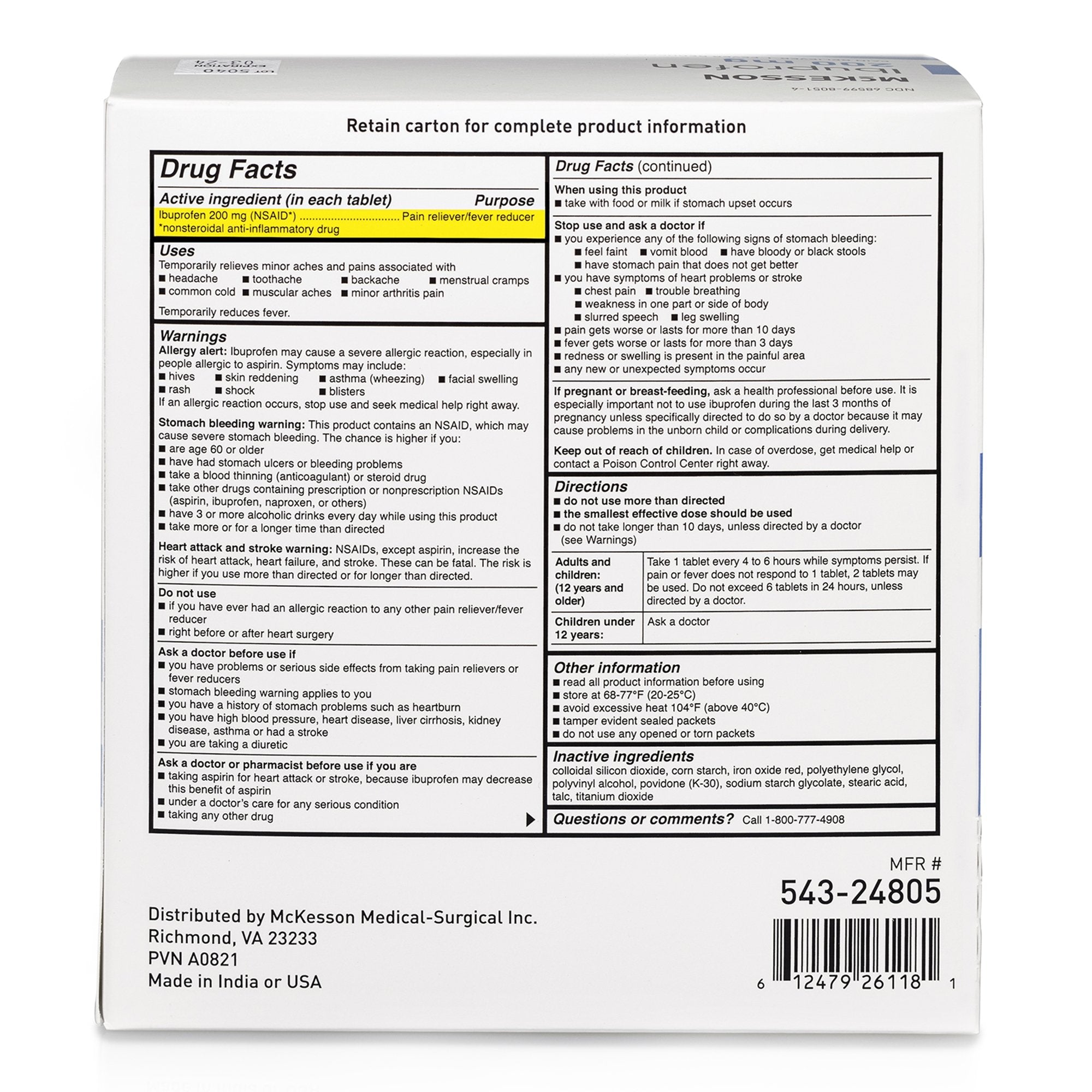McKesson Ibuprofen Pain Relief 543-24805
