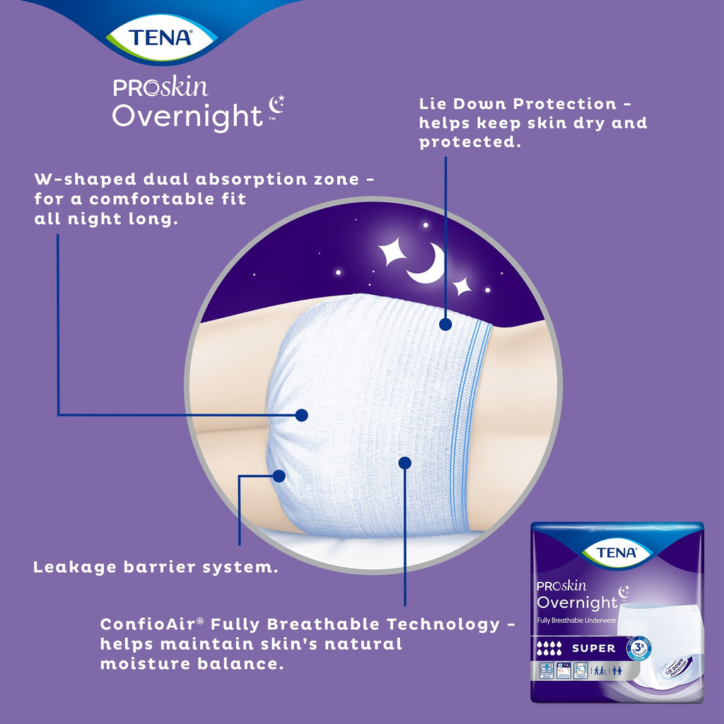 Tena® ProSkin Overnight™ Super Fully Breathable Underwear, Large 72325