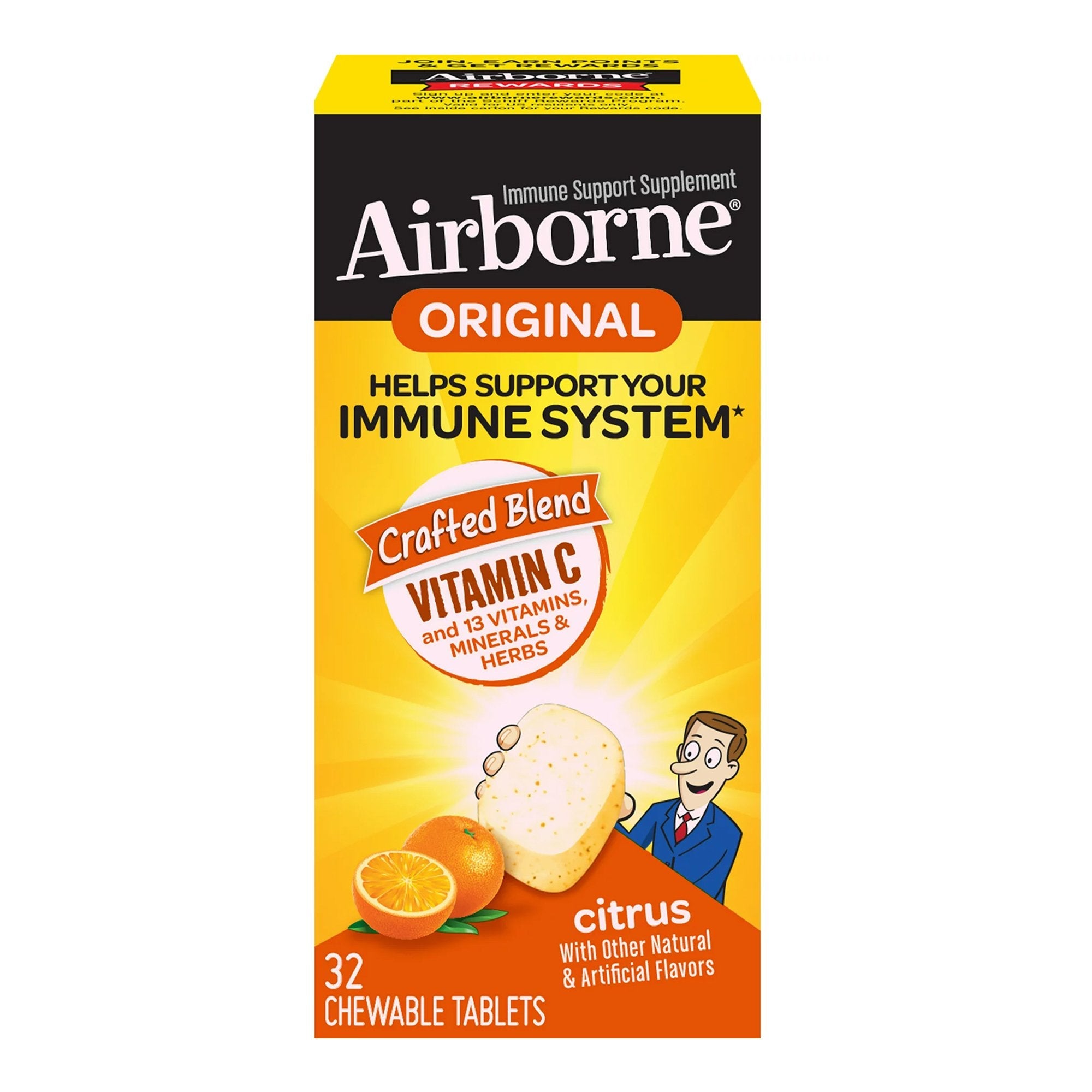 Airborne® Original Immune Support Supplement Chewable Tablets Citrus 64786520334