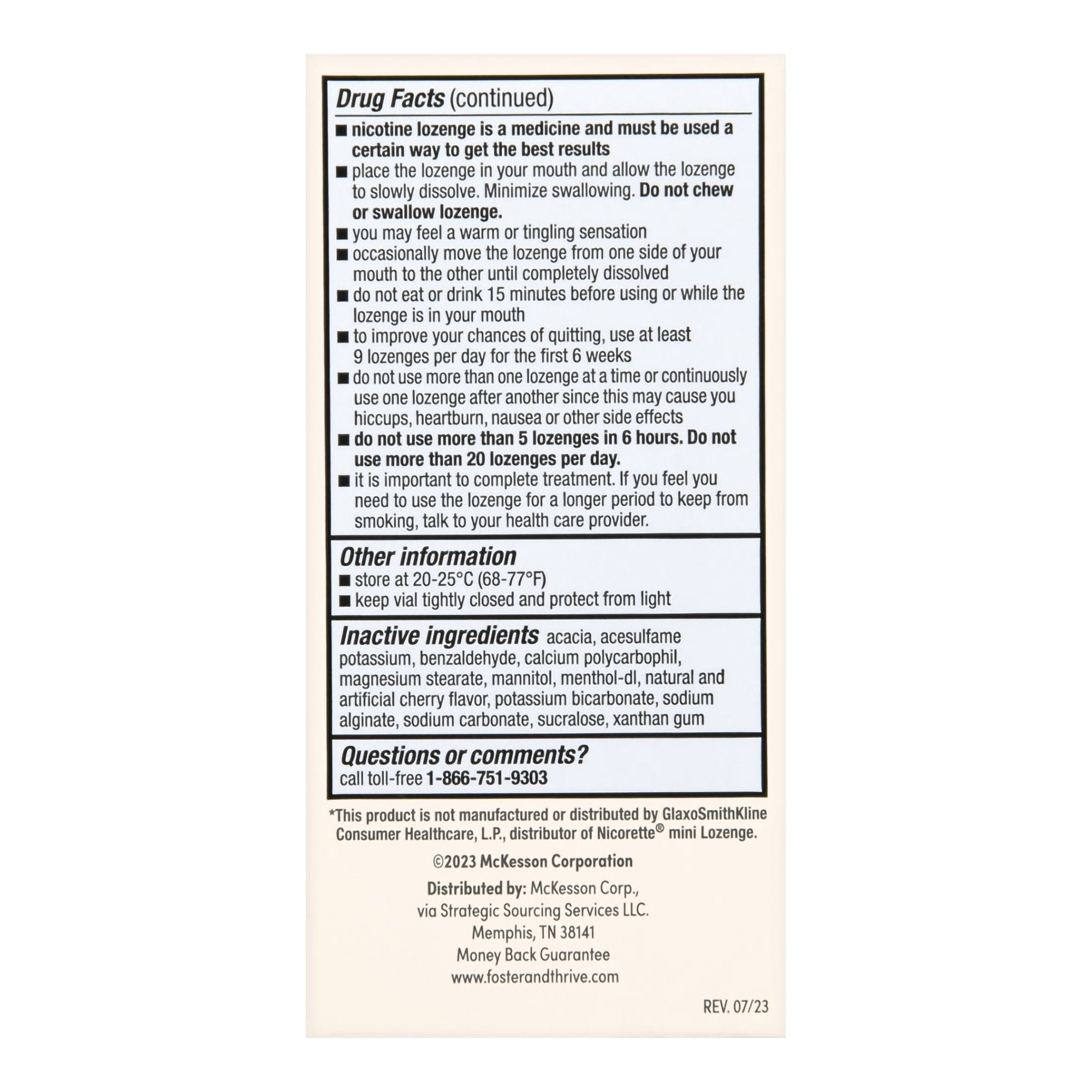 Foster & Thrive™ Mini Nicotine Polacrilex Lozenges 4 mg (Nicotine) Cherry Ice 70677117301