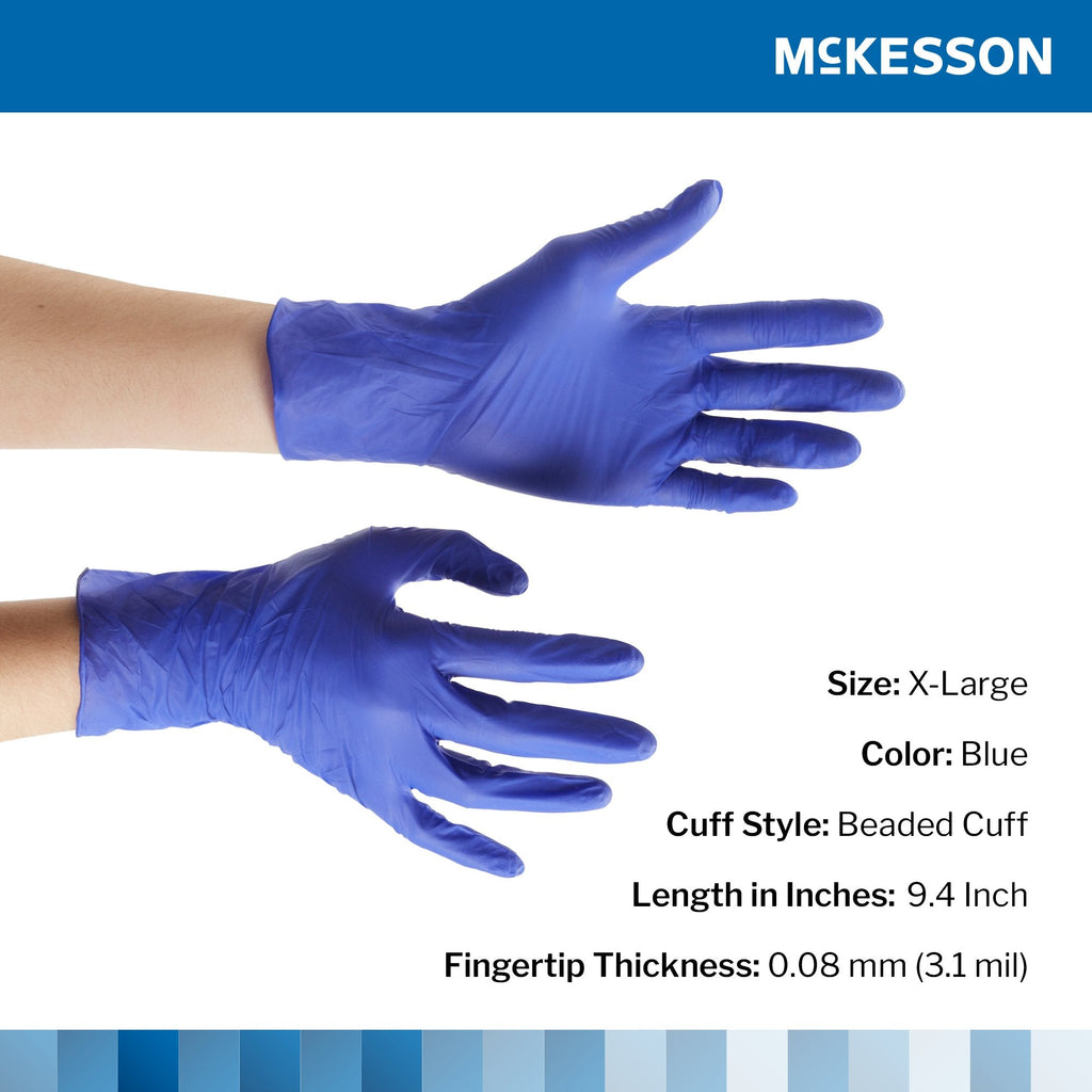 McKesson Confiderm® 3.0 Nitrile Exam Glove, Extra Large, Blue 14-6N38EC