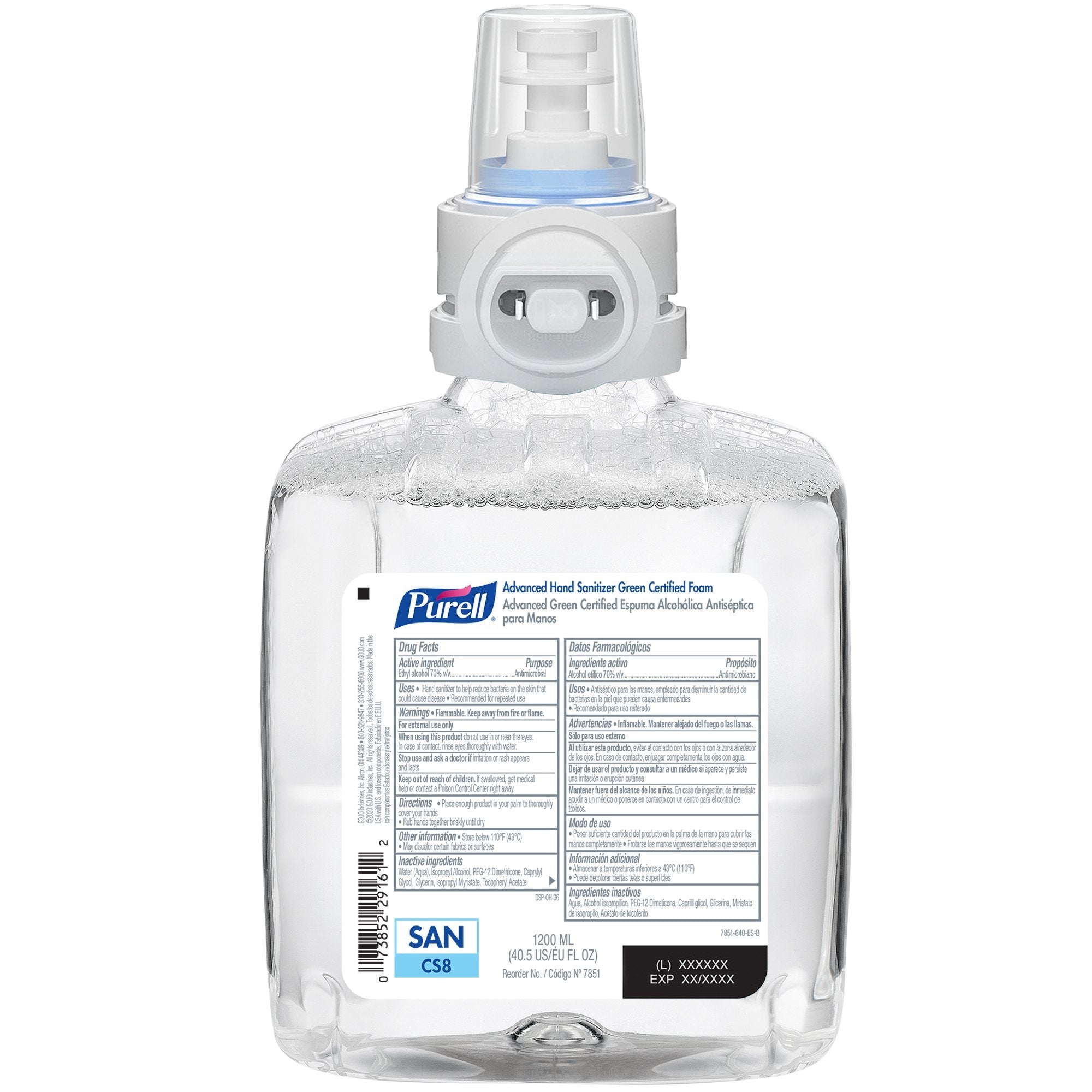 Purell® Advanced Green Certified Hand Sanitizer, 1200 mL Dispenser Refill Bottle 7851-02