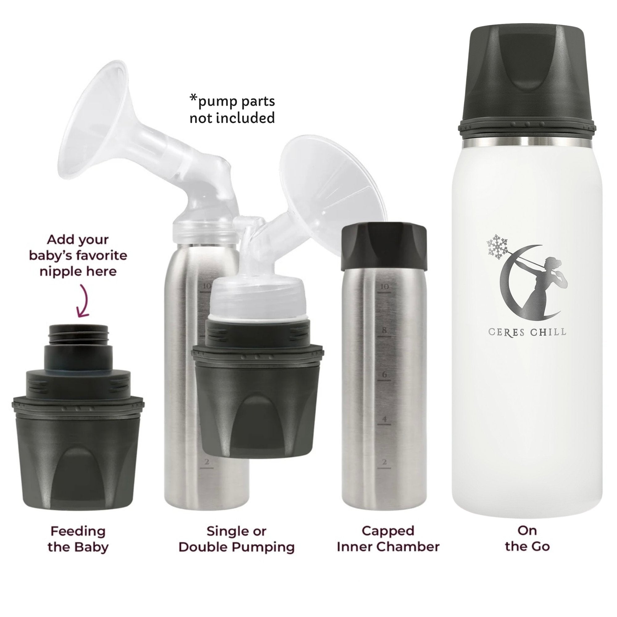 Ceres Chill OG Stainless Steel Breast Milk Chiller Container, White CC-1-BC-L-WH