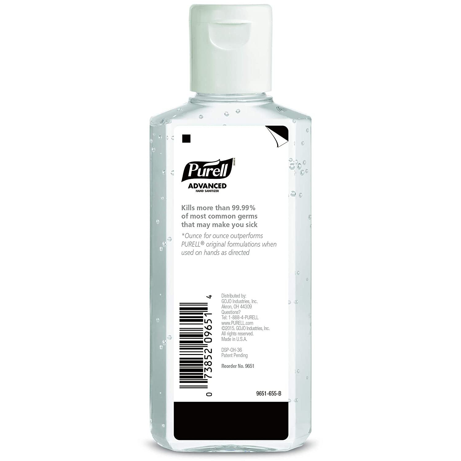 Purell® Advanced Hand Sanitizer 70% Alcohol Gel, Bottle, 4 ounces, Fruit Scent 9651-24
