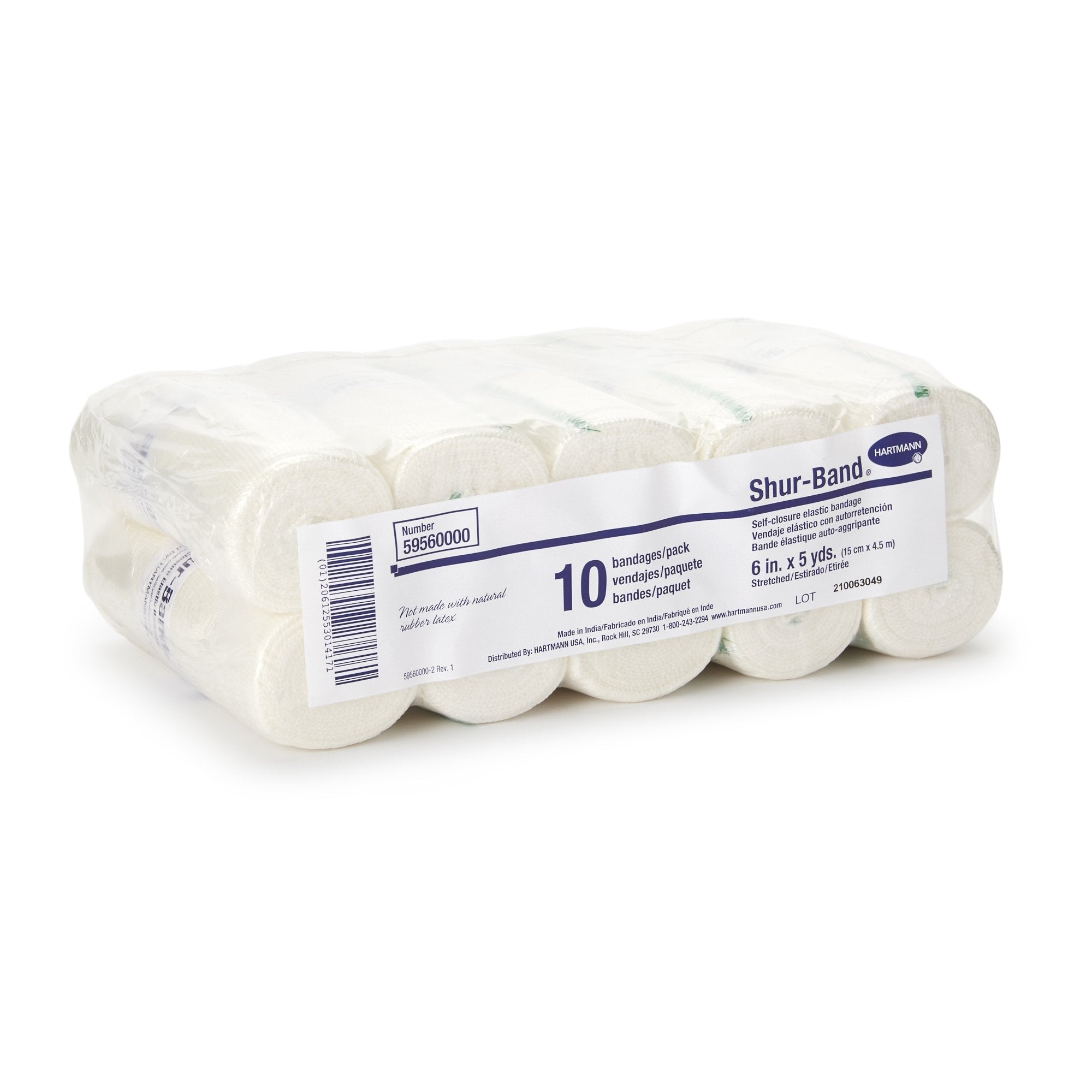 Shur-Band® LF Single Hook and Loop Closure Elastic Bandage, 6 Inch x 5 Yard 59560000