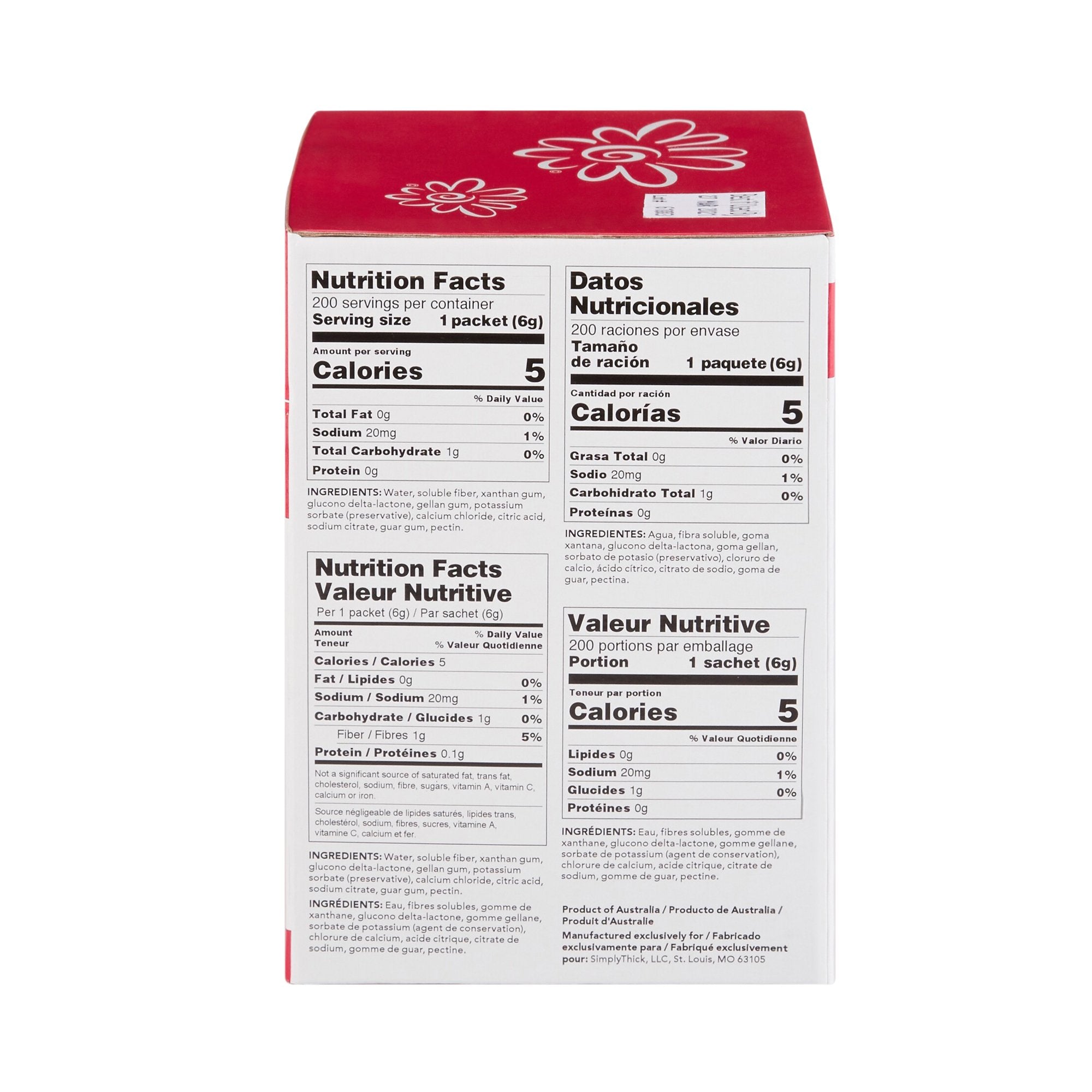 EasyMix SimplyThick Nectar Consistency Instant Food and Beverage Thickener STIND200L2