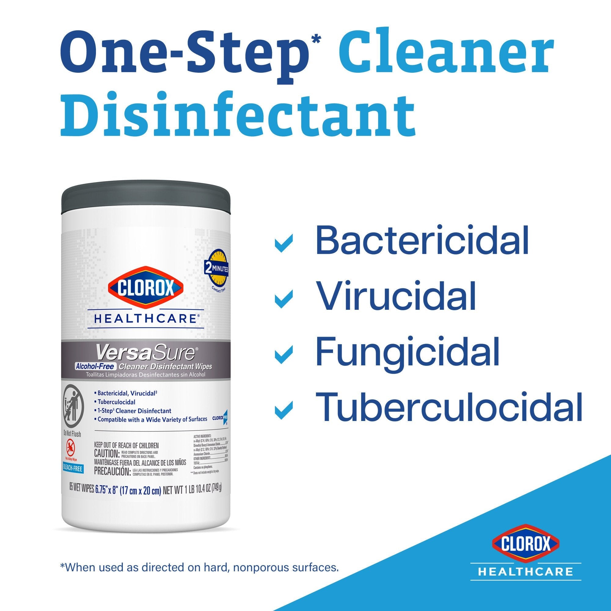 Clorox Healthcare® VersaSure® Cleaner Disinfectant Wipes, Canister 31758