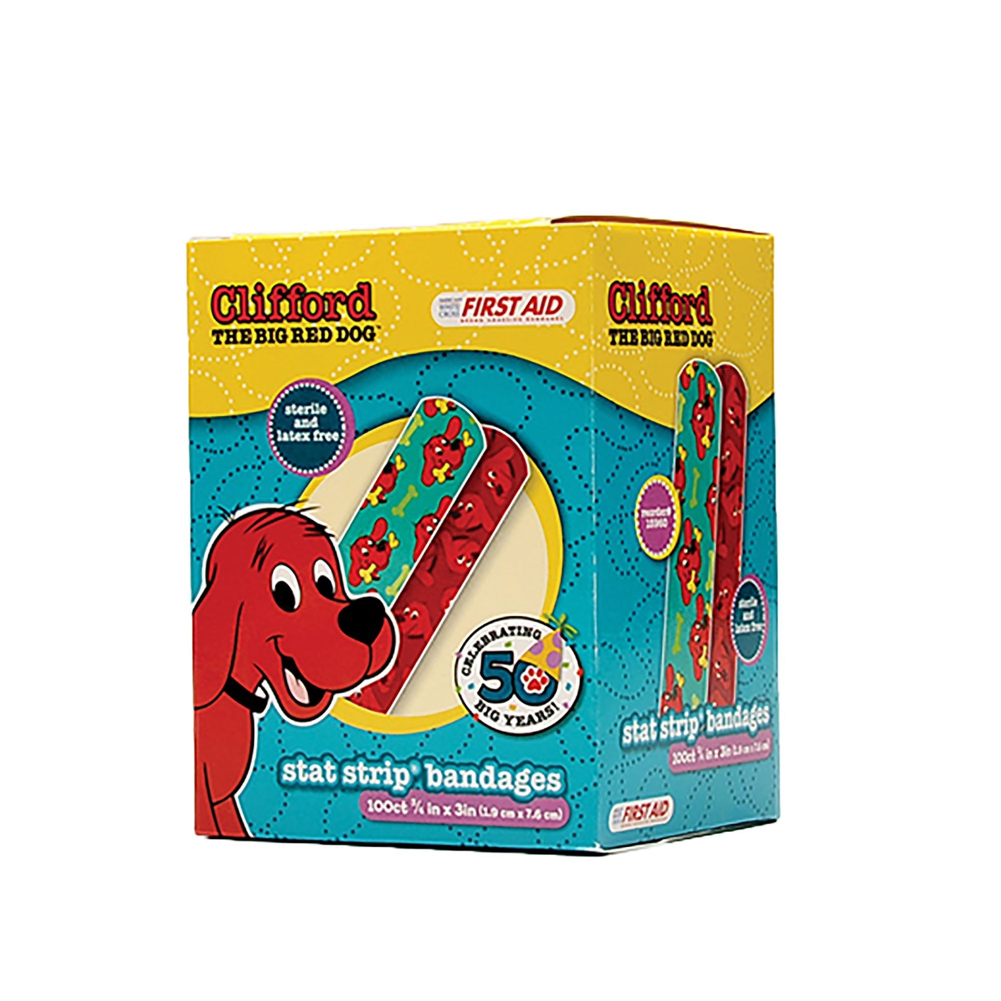 American® White Cross Stat Strip® Clifford the Big Red Dog Adhesive Strips 15960