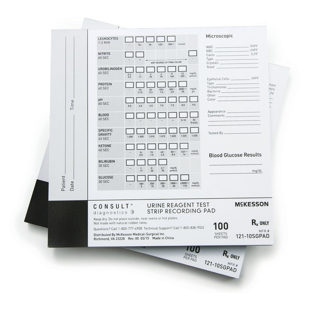 McKesson Consult™ Urine Reagent Test Strip Recording Pad 121-10SGPAD