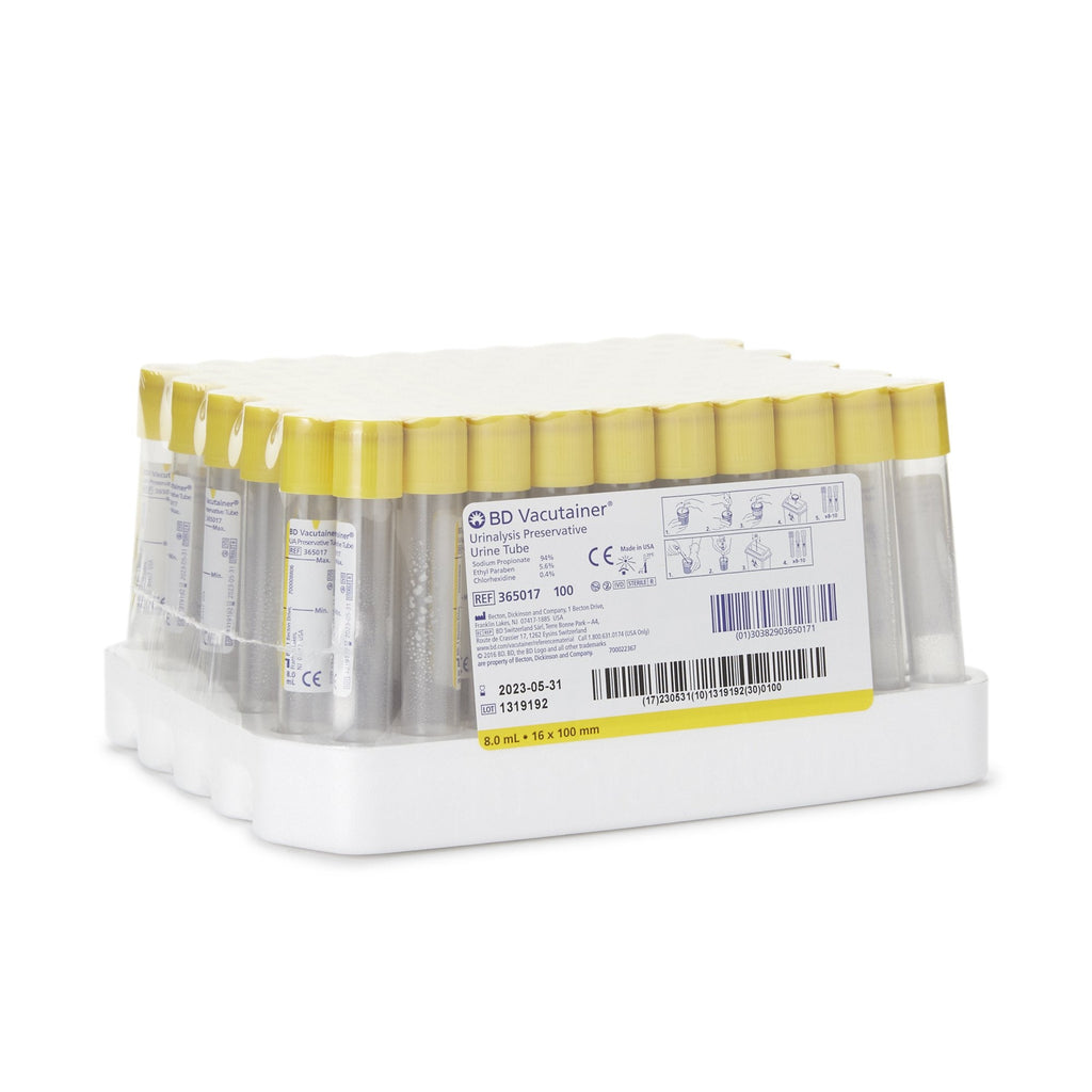 BD Vacutainer® Urinalysis Tube Chlorhexidine / Ethyl Paraben / Sodium Propionate Additive 8 mL BD Hemogard™ Closure Polyethylene Terephthalate (PET) Tube 365017