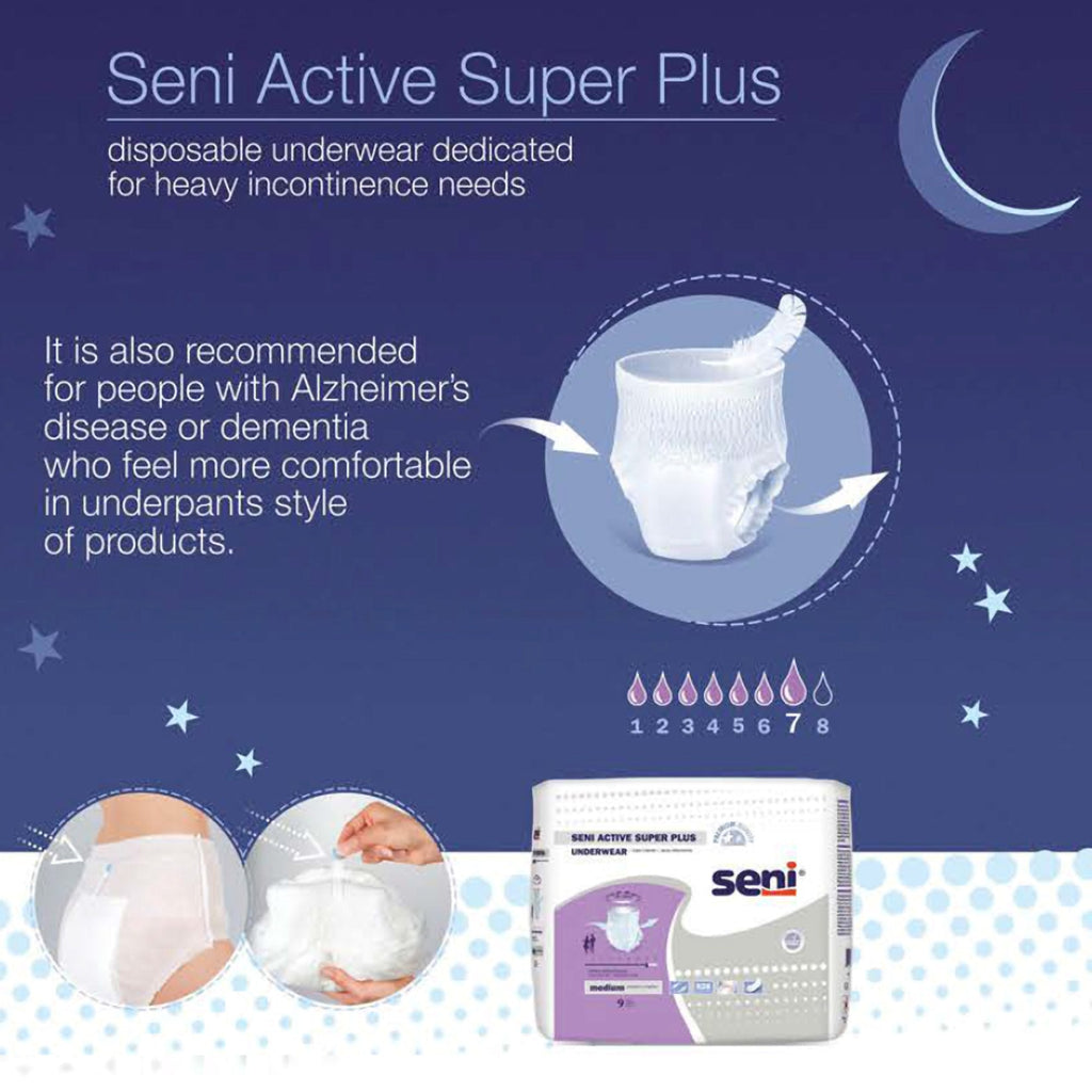Seni® Active Super Plus Overnight Heavy Absorbent Underwear, Extra Large S-XL07-AP1