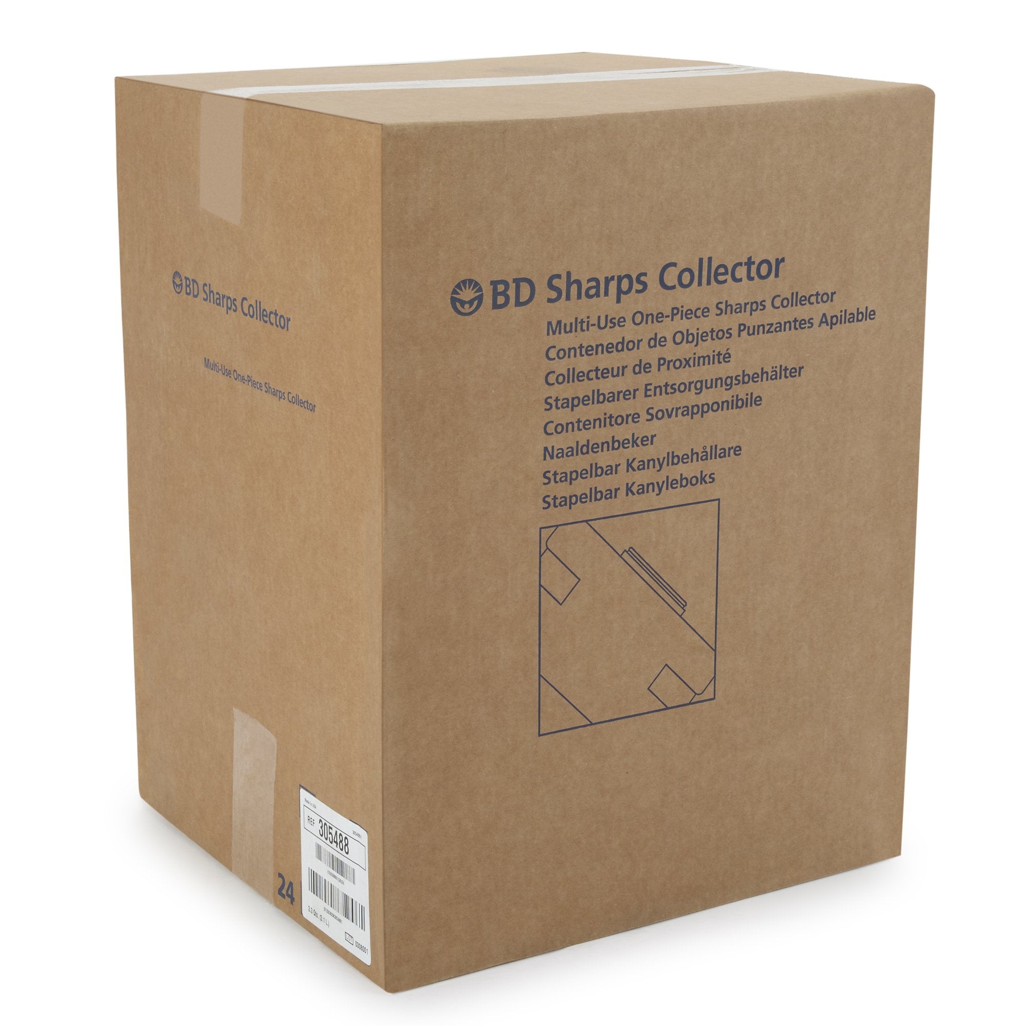 Becton Dickinson Red Sharps Container, 3.3 Quart, 5.3 x 9.1 x 5 Inch 305488