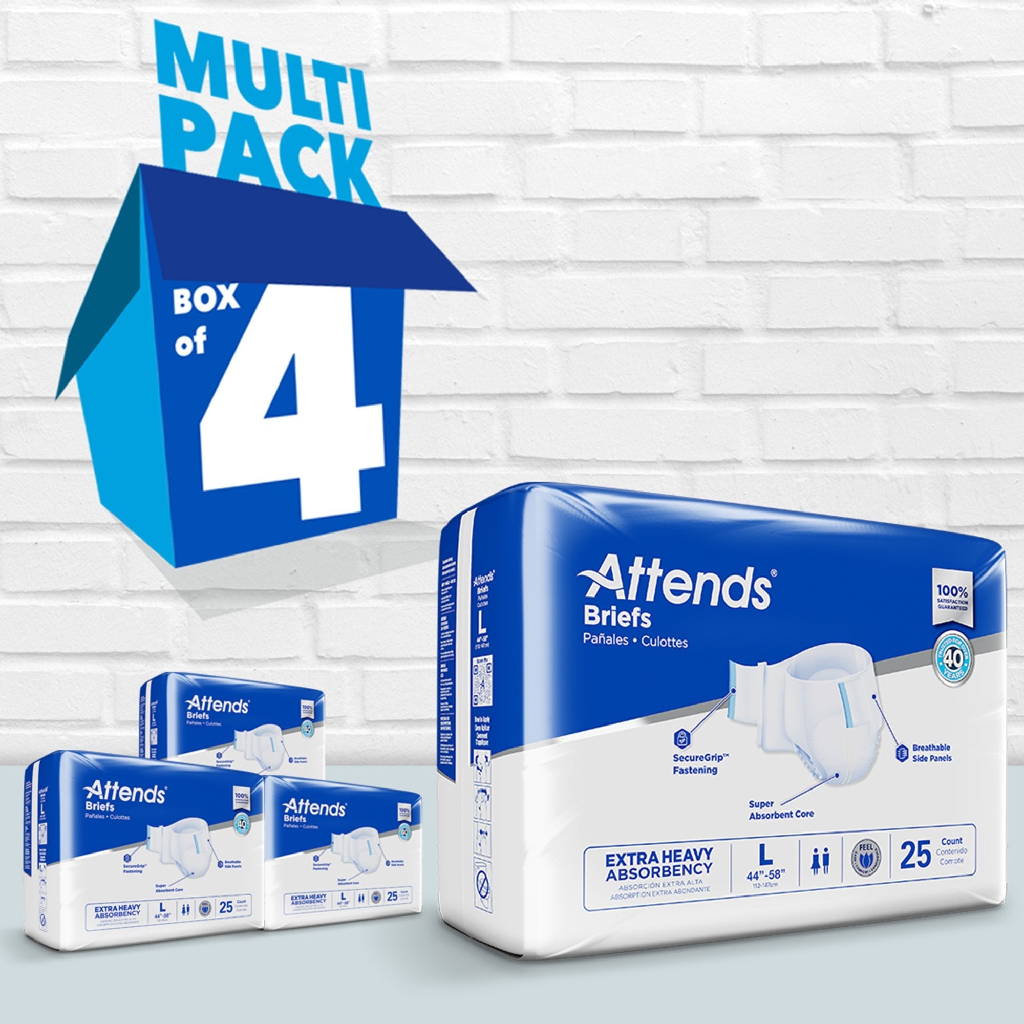 Attends® Extra Heavy Absorbency Briefs, Large DDP30100