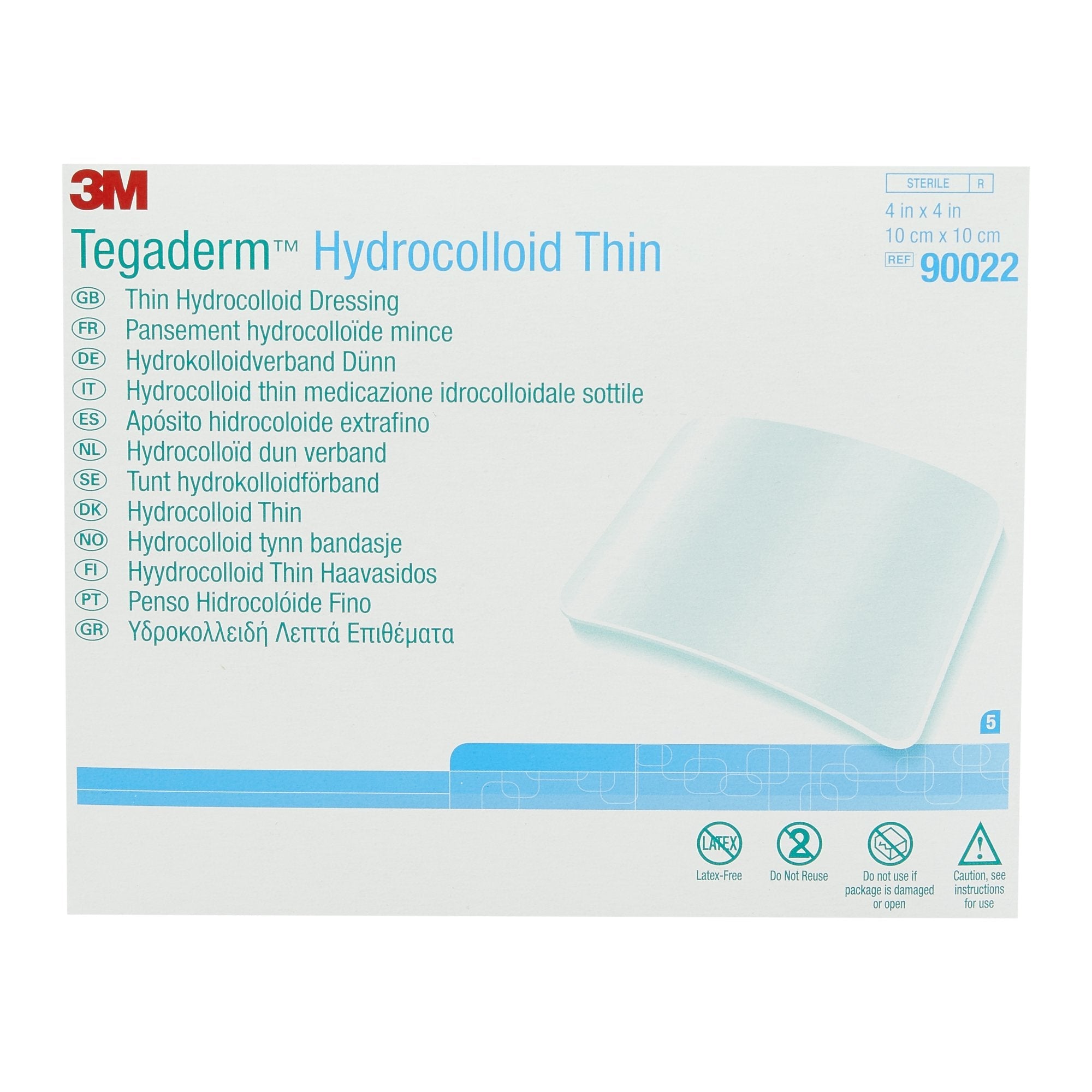 3M™ Tegaderm™ Thin Hydrocolloid Dressing, 4 x 4 Inch 90022