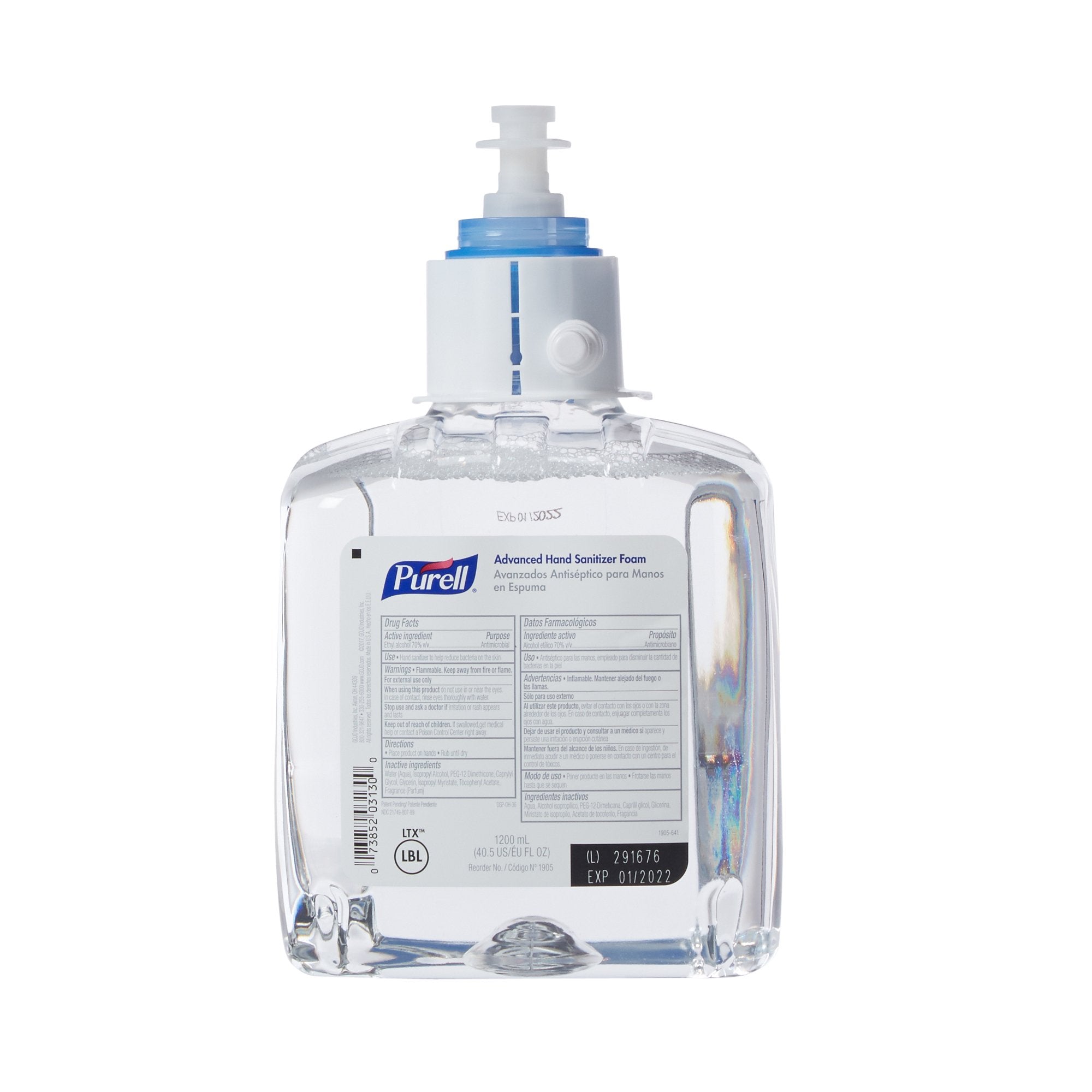 Purell Advanced Hand Sanitizer Foam, 70% Ethyl Alcohol, 1,200 mL Refill Bottle 1905-02
