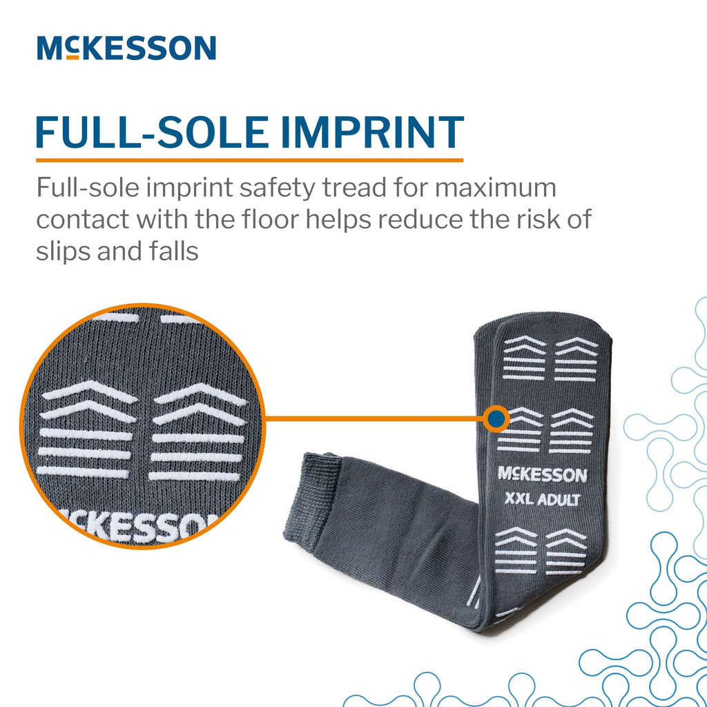 Slipper Socks McKesson Unisex Adult 2X-Large Single Tread Single Patient Use Gray 16-XXL-3800