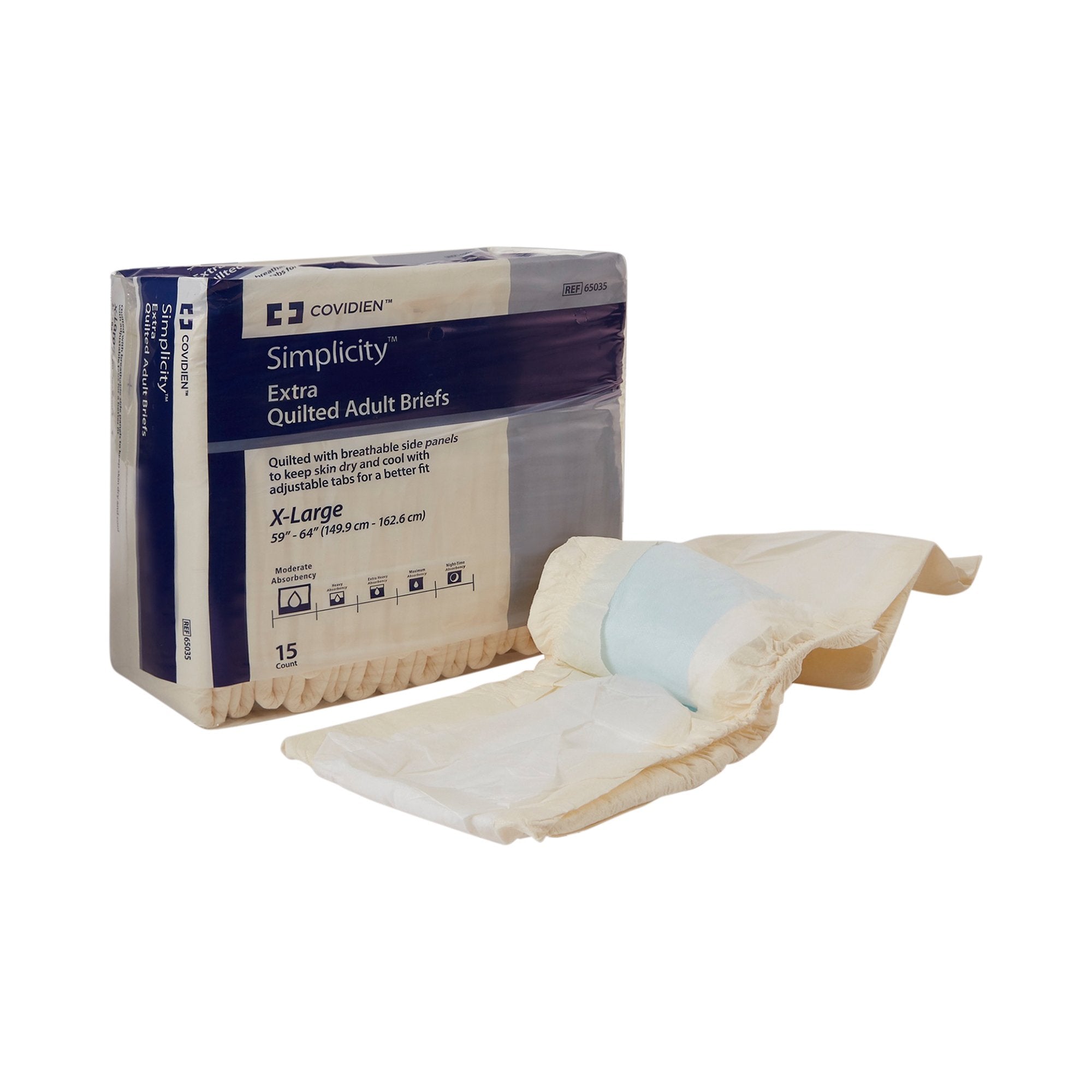 Simplicity Unisex Adult Incontinence Briefs, Moderate Absorbency, Extra Large 65035