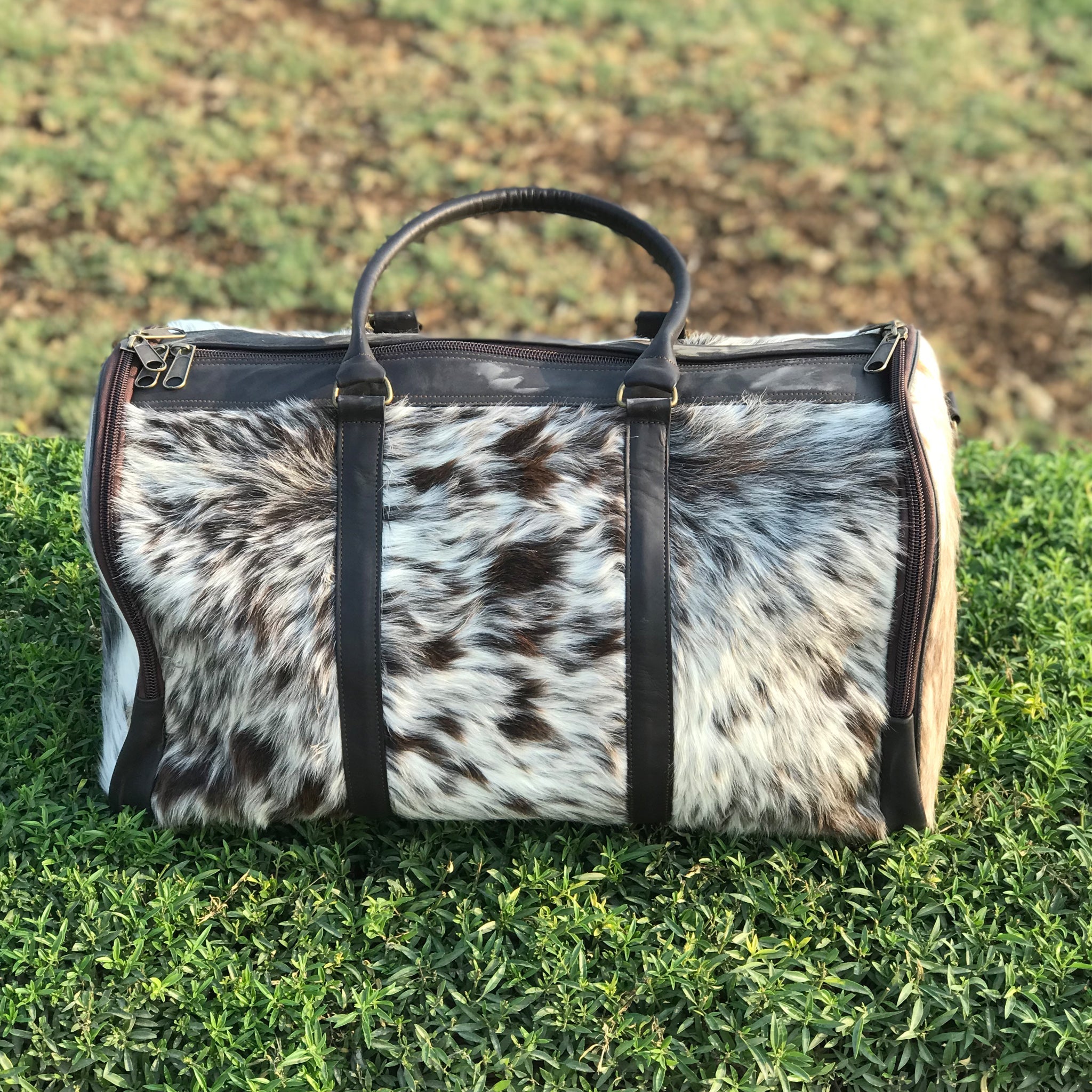 Authentic Cowhide Leather Duffel Bag, Medium Size,  Unforgettable Birthday or Anniversary Gift