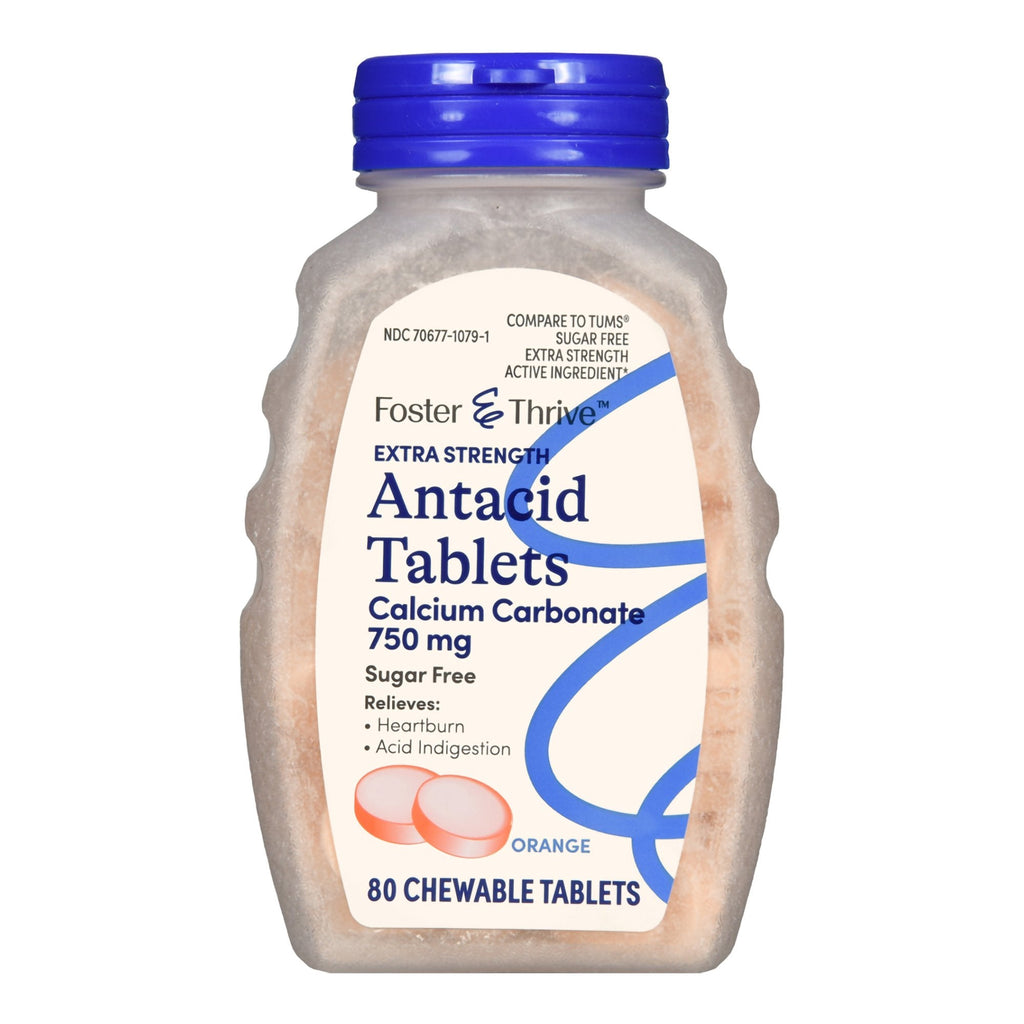 Foster & Thrive™ Extra Strength Antacid Calcium Carbonate Chewable Tablet Orange 70677107901