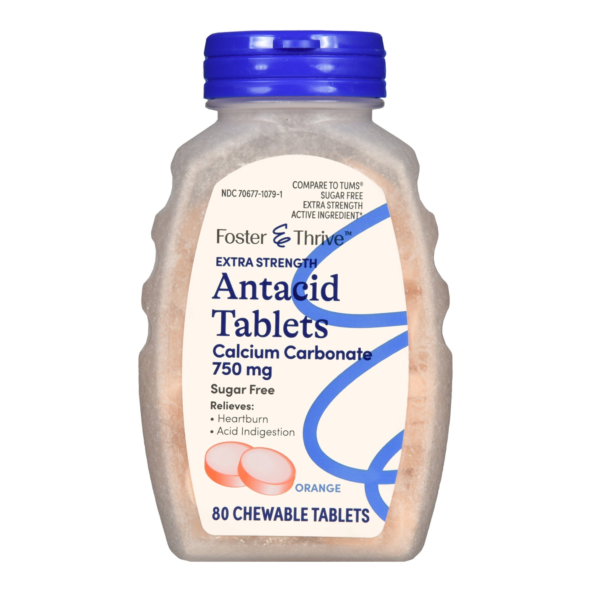 Foster & Thrive™ Extra Strength Antacid Calcium Carbonate Chewable Tablet Orange 70677107901