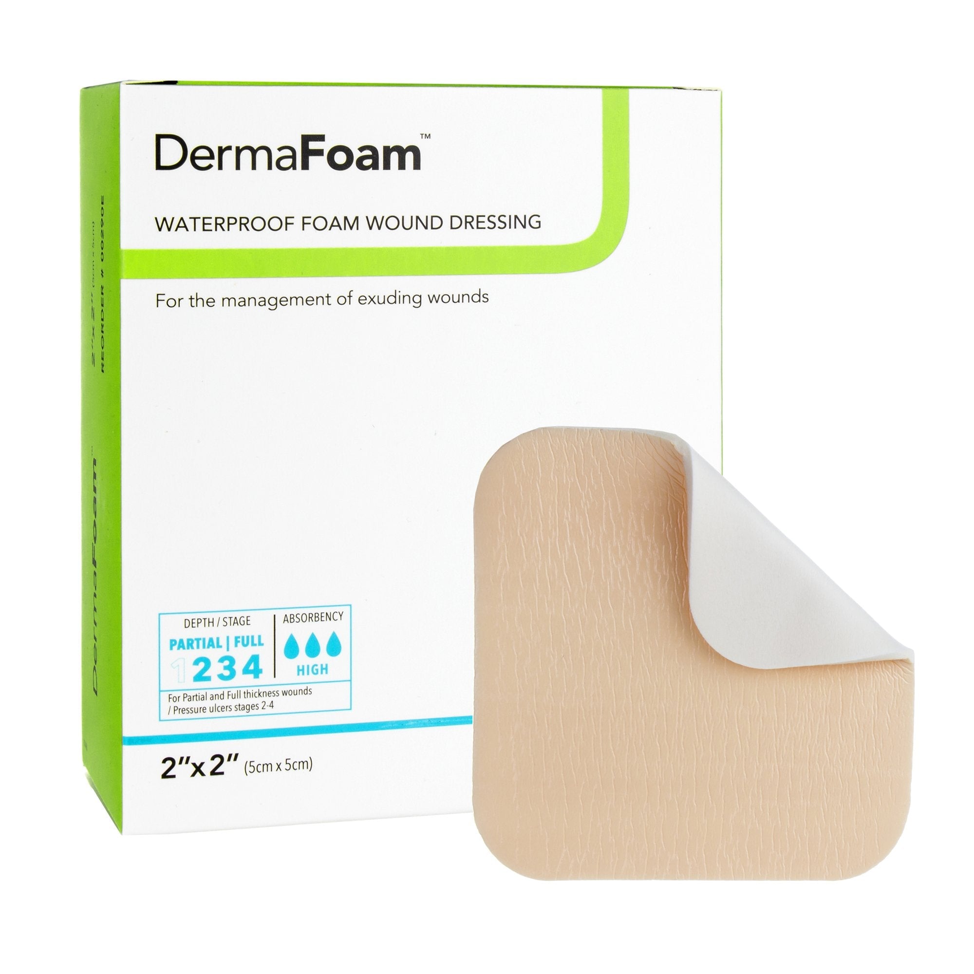 DermaFoam® Nonadhesive without Border Foam Dressing, 2 x 2 Inch 00290E