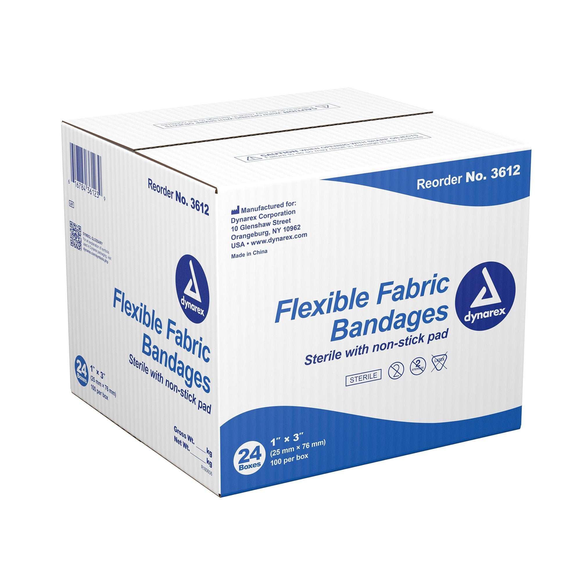 dynarex® Tan Adhesive Fabric Bandage, 1 x 3 Inch 3612