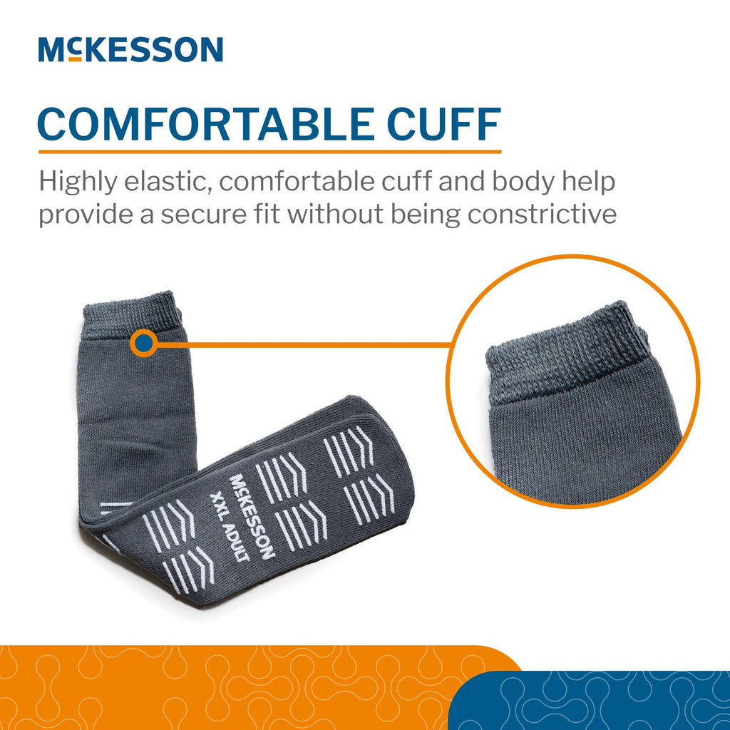 Slipper Socks McKesson Unisex Adult 2X-Large Single Tread Single Patient Use Gray 16-XXL-3800