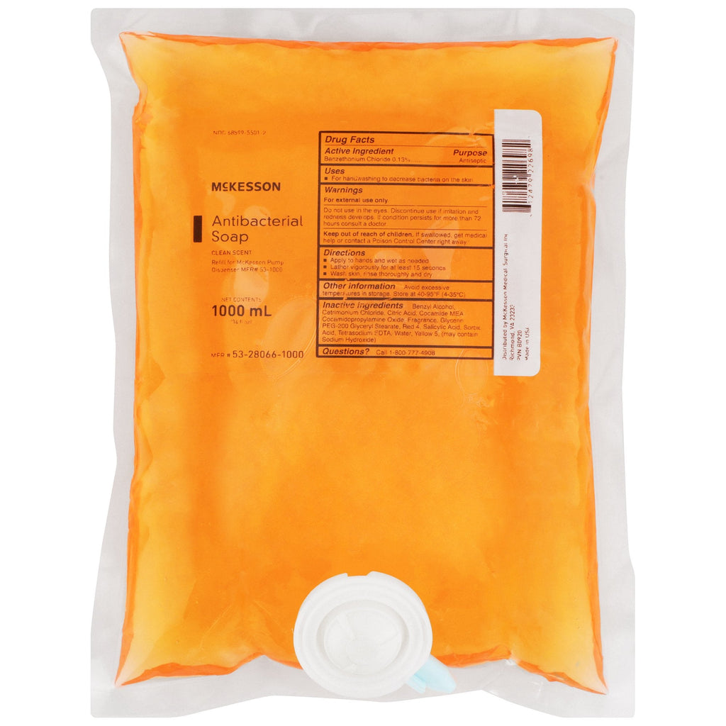 McKesson Clean Scent Antibacterial Soap, 1000 mL Refill Bag 53-28066-1000