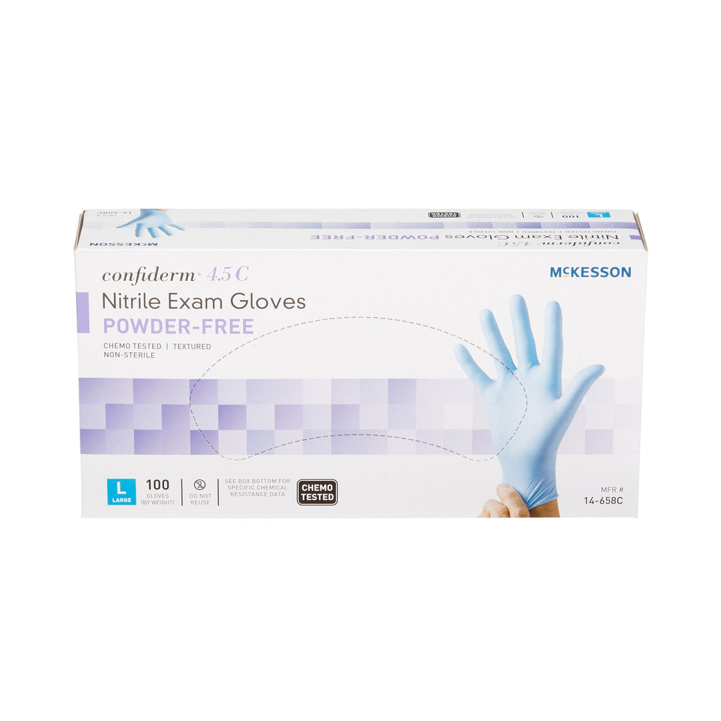 McKesson Confiderm® 4.5C Nitrile Exam Glove, Large, Blue 14-658C