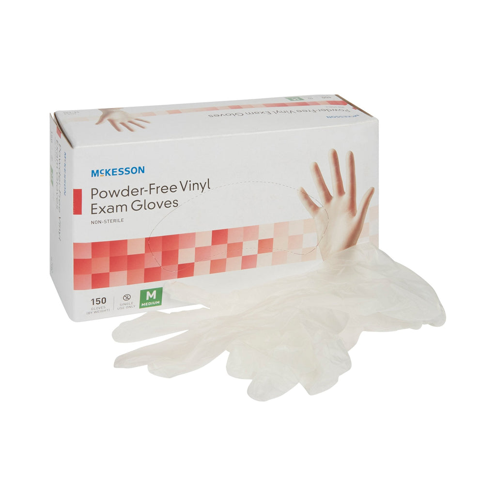 McKesson Vinyl Exam Glove, Medium, Clear 14-136