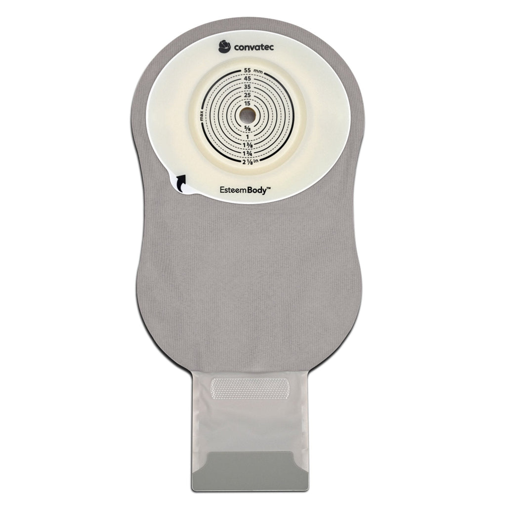 Ostomy Pouch Esteem Body™ One-Piece System 11 Inch Length Deep Convex, Pre-Cut 10 to 45 mm Stoma Drainable 423665