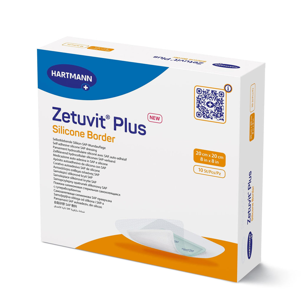 Zetuvit® Plus Silicone Border Super Absorbent Dressing, 8 x 8 Inch 413905