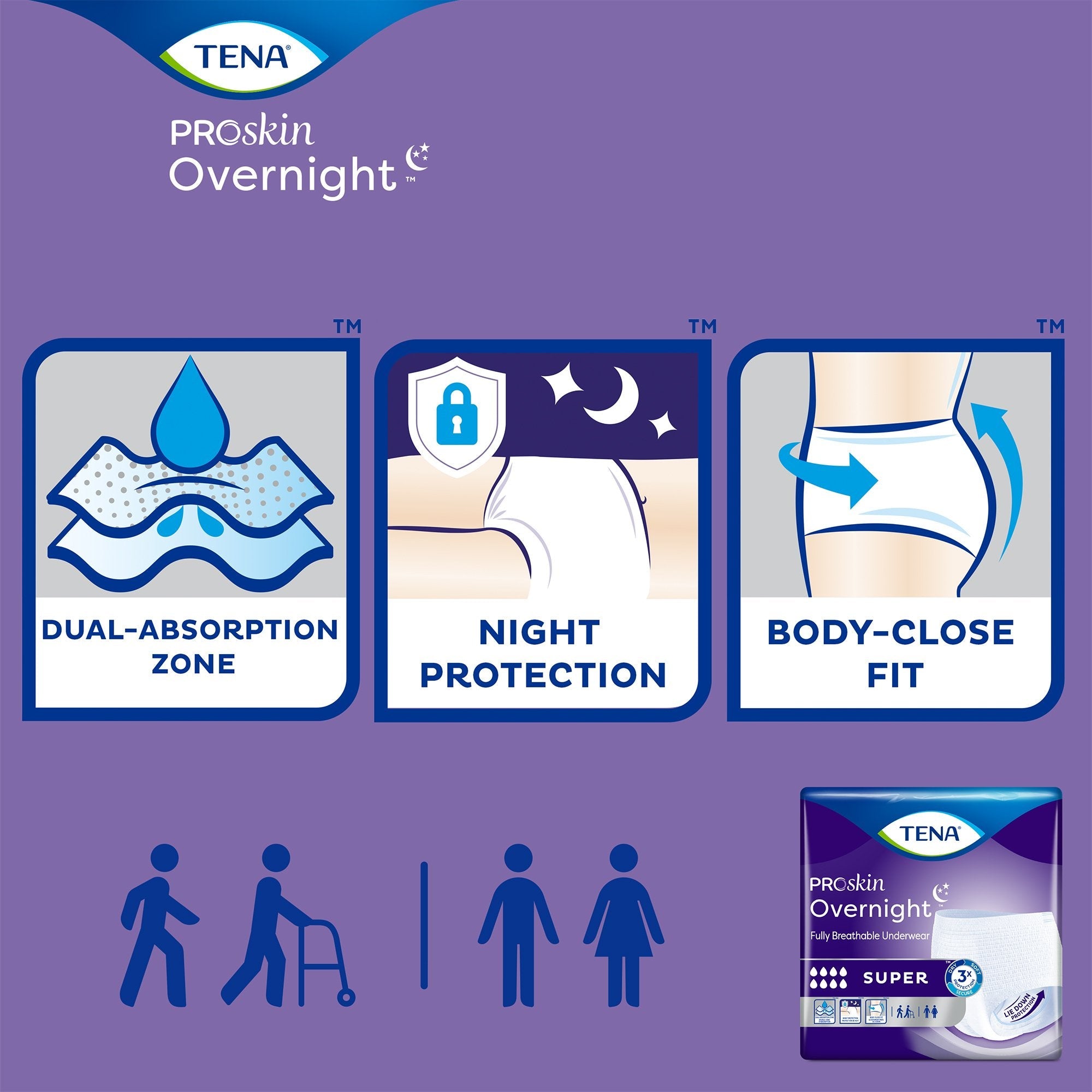 Tena® ProSkin Overnight™ Super Fully Breathable Underwear, Large 72325