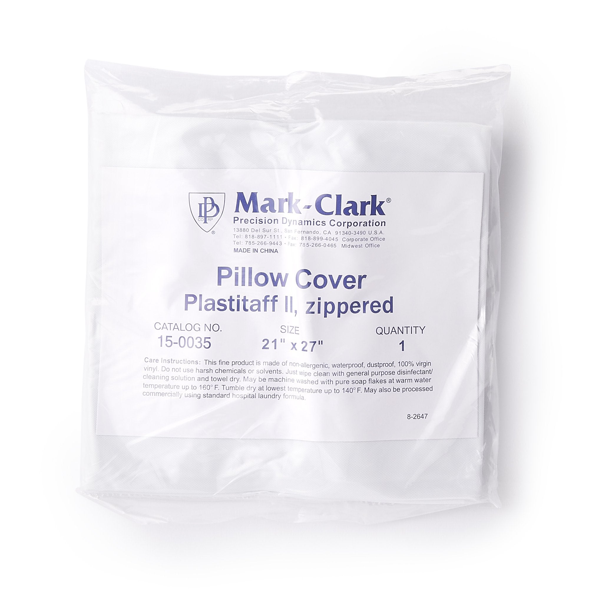 Mark-Clark® White 4 mil Plastistaff Pillow Cover With Zip, 21 x 27 Inch 15035-11-MGD