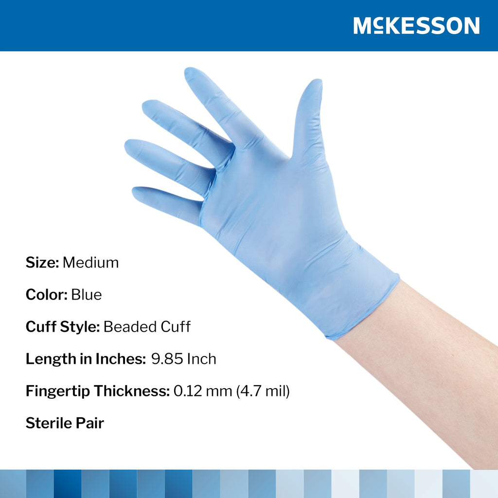 McKesson Confiderm® STR Nitrile Exam Glove, Medium, Blue 14-6NSTR4