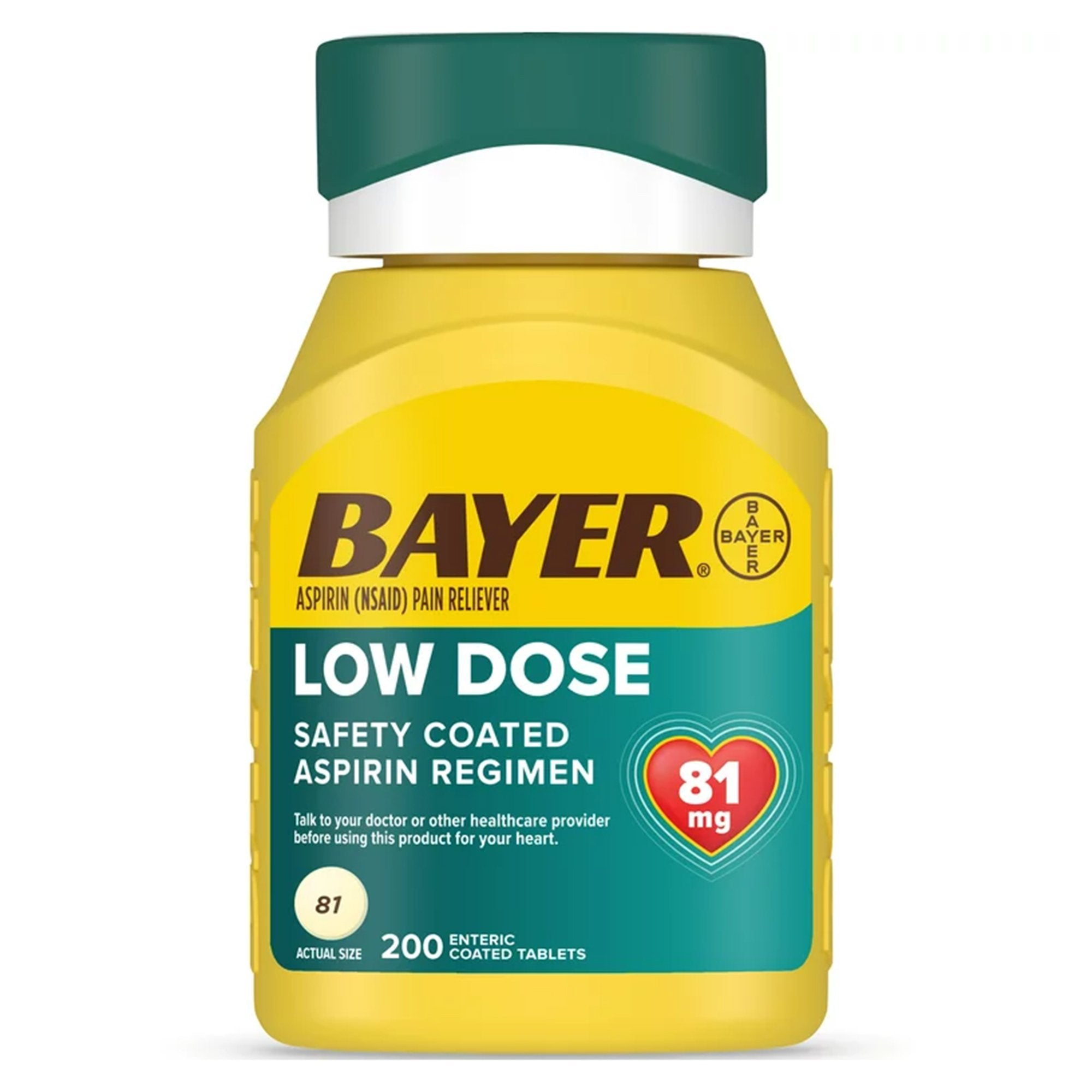 Bayer Low Dose Safety Coated Aspirin 81 mg Tablets 00280210020