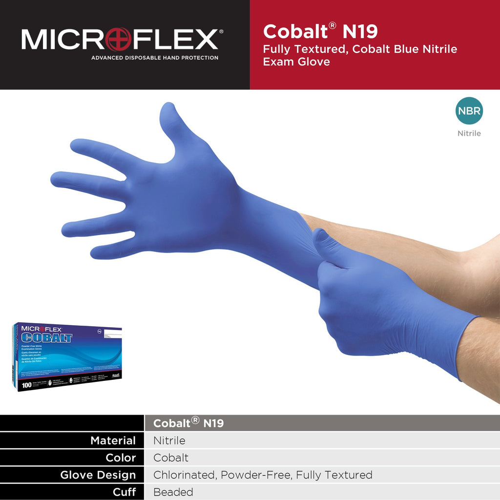 Microflex® Cobalt® Nitrile Exam Glove, Medium, Blue N192