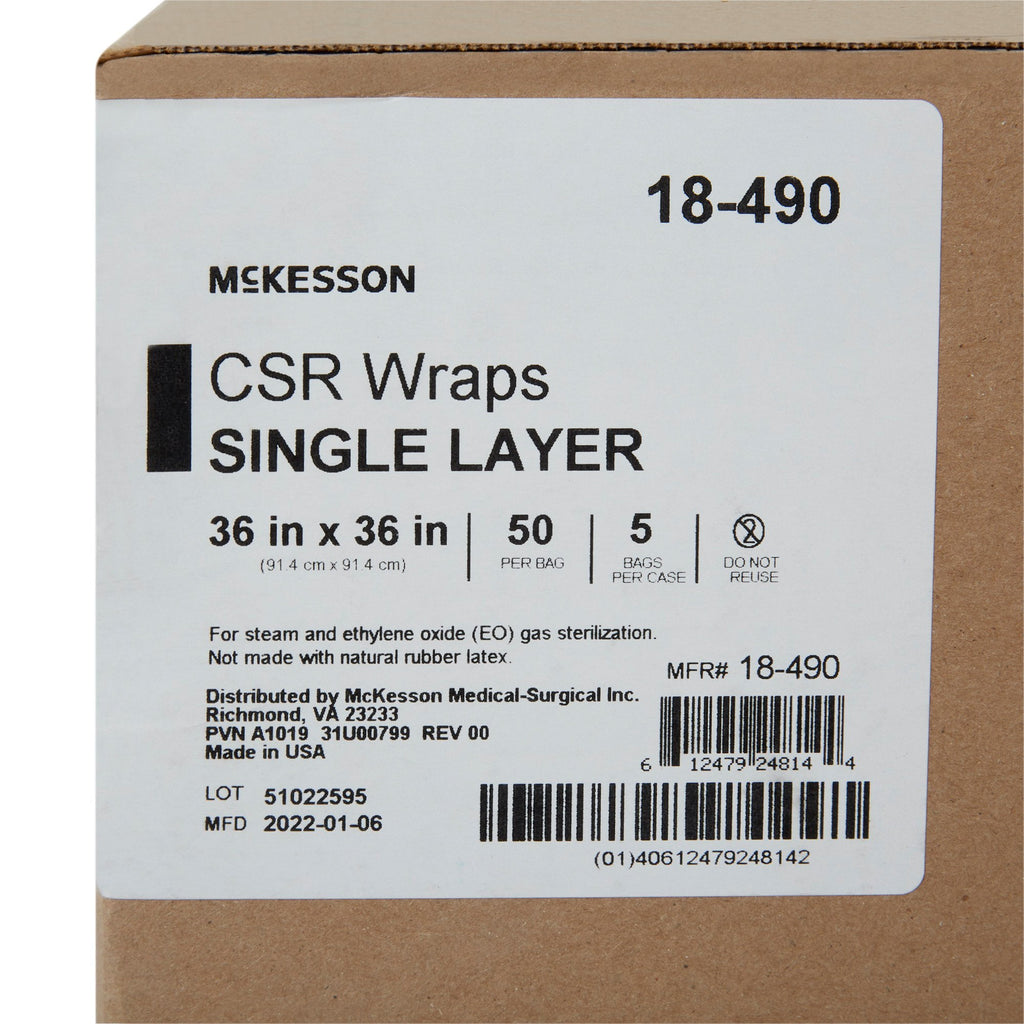 McKesson Single Layer Sterilization Wrap, 36 x 36 Inch 18-490