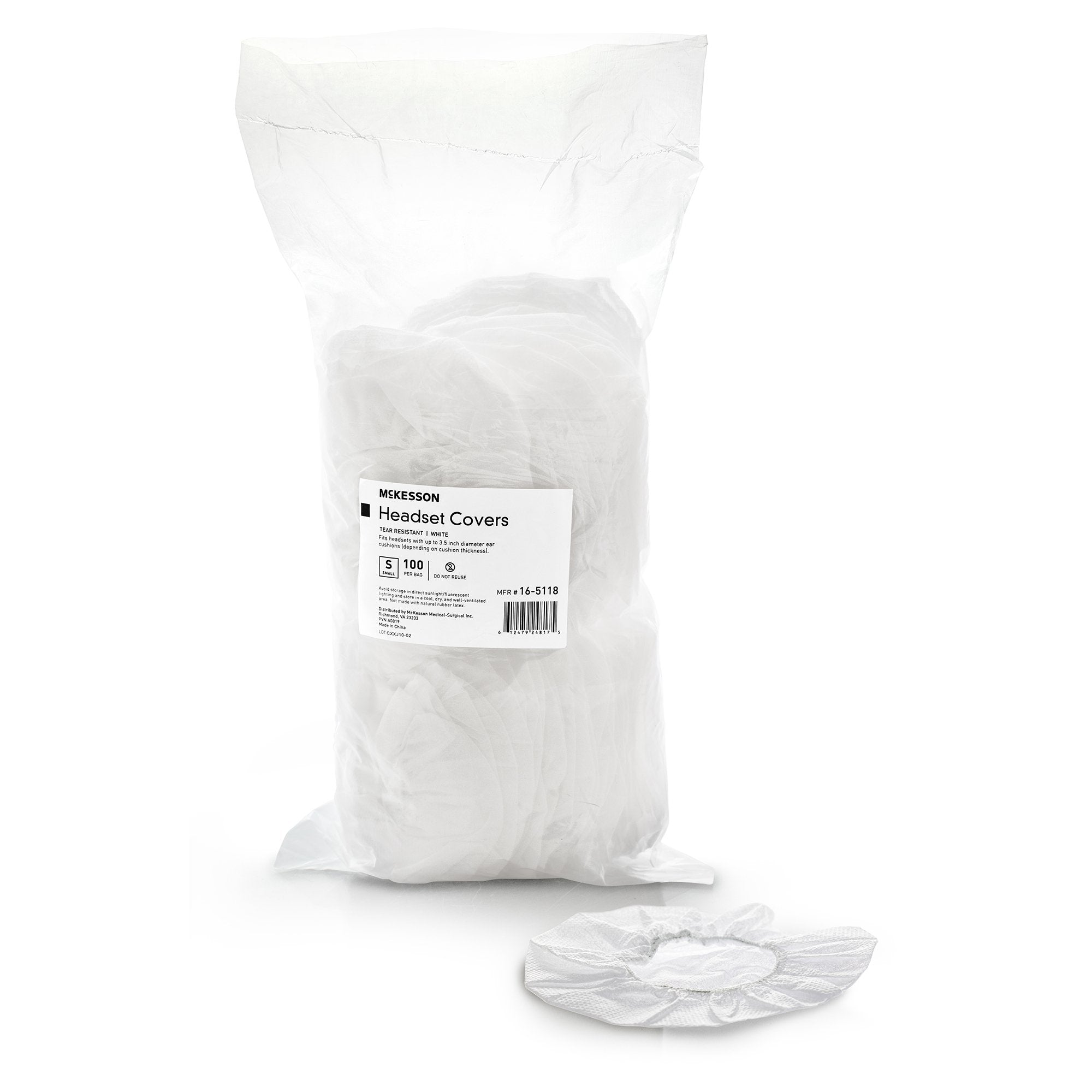 McKesson Sanitary Headset Cover, Small, White 16-5118